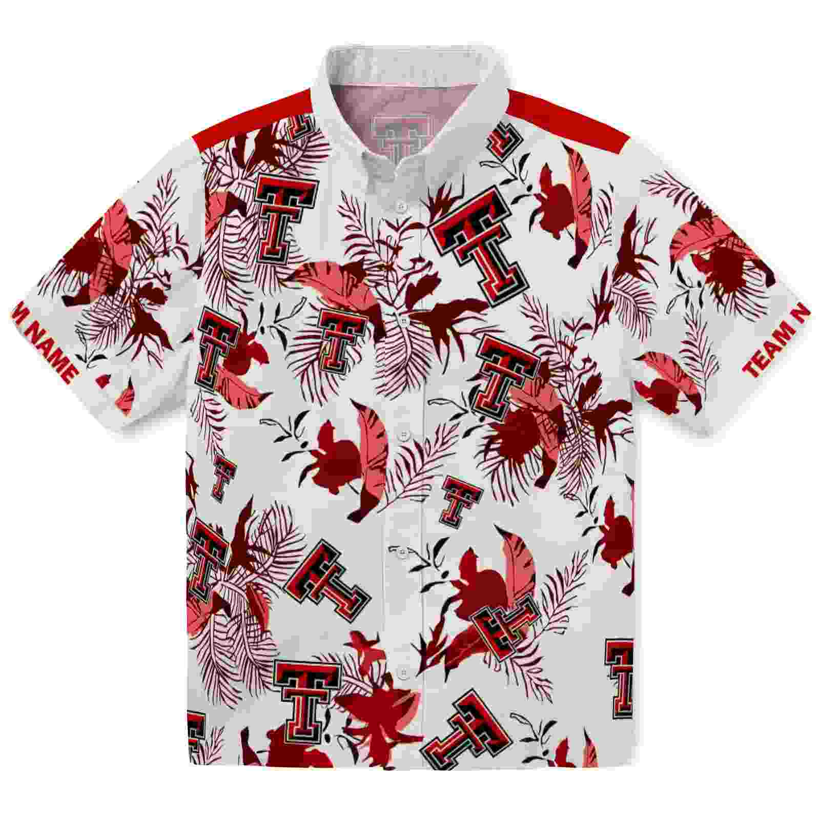 Personalized Texas Tech Red Raiders Botanical Theme Red White Hawaiian Shirt