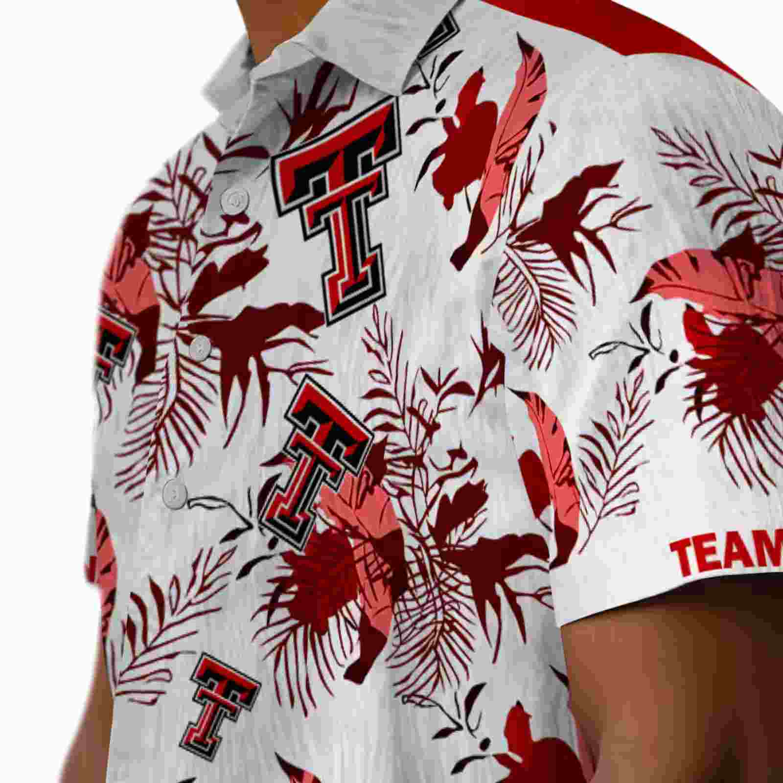 personalized texas tech red raiders botanical theme red white hawaiian shirt trendy