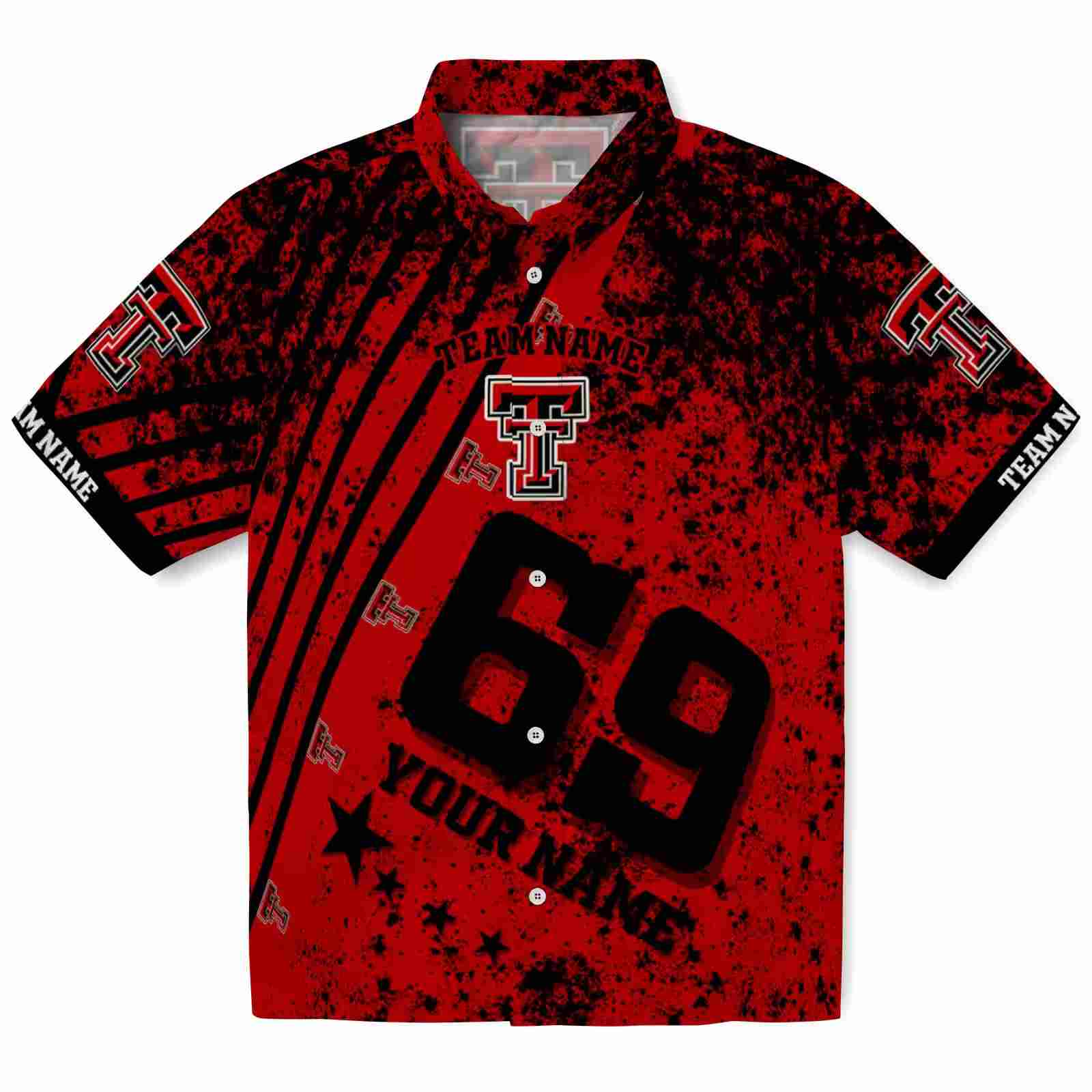 Personalized Texas Tech Red Raiders Star Stripes Red Hawaiian Shirt