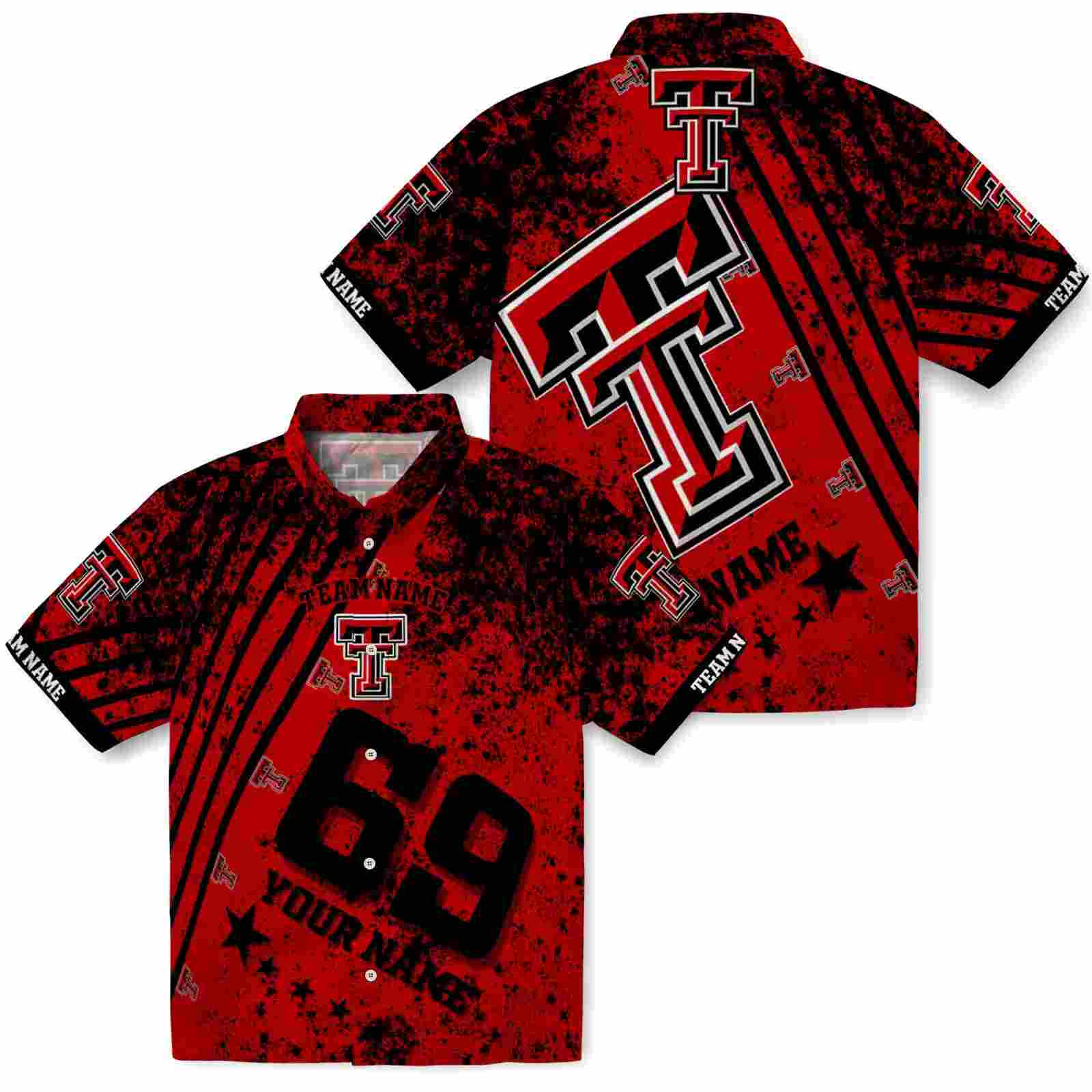 personalized texas tech red raiders star stripes red hawaiian shirt high quality