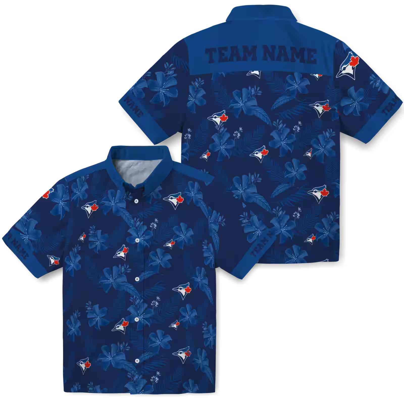 personalized toronto blue jays botanical print navy hawaiian shirt high quality