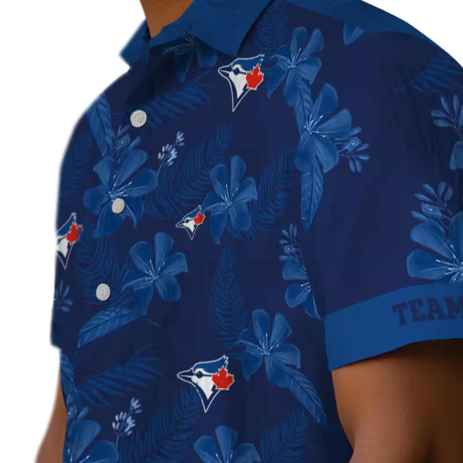 personalized toronto blue jays botanical print navy hawaiian shirt trendy