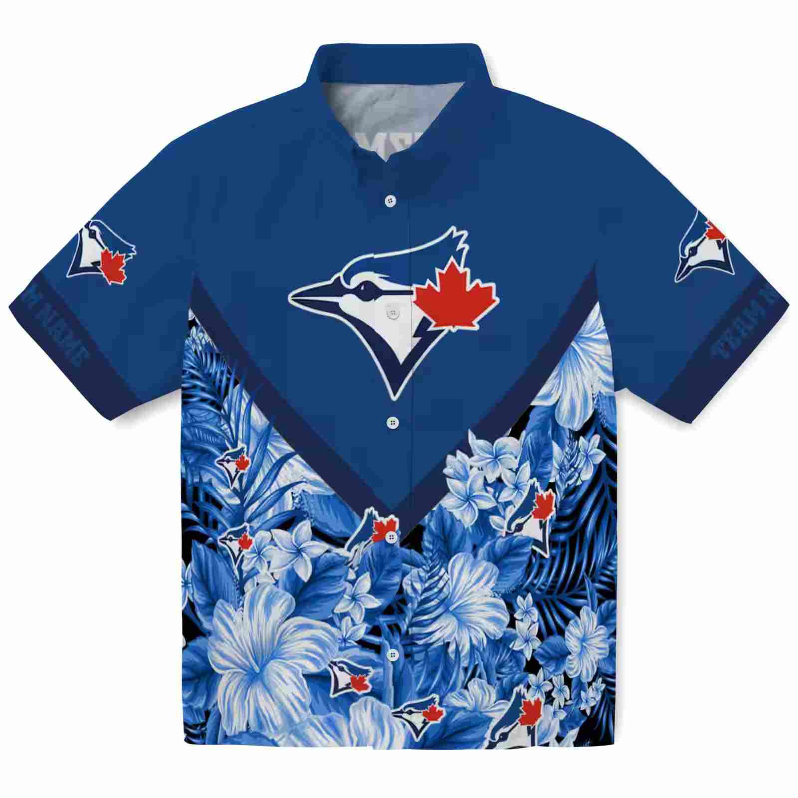 Personalized Toronto Blue Jays Floral Chevron Blue Hawaiian Shirt