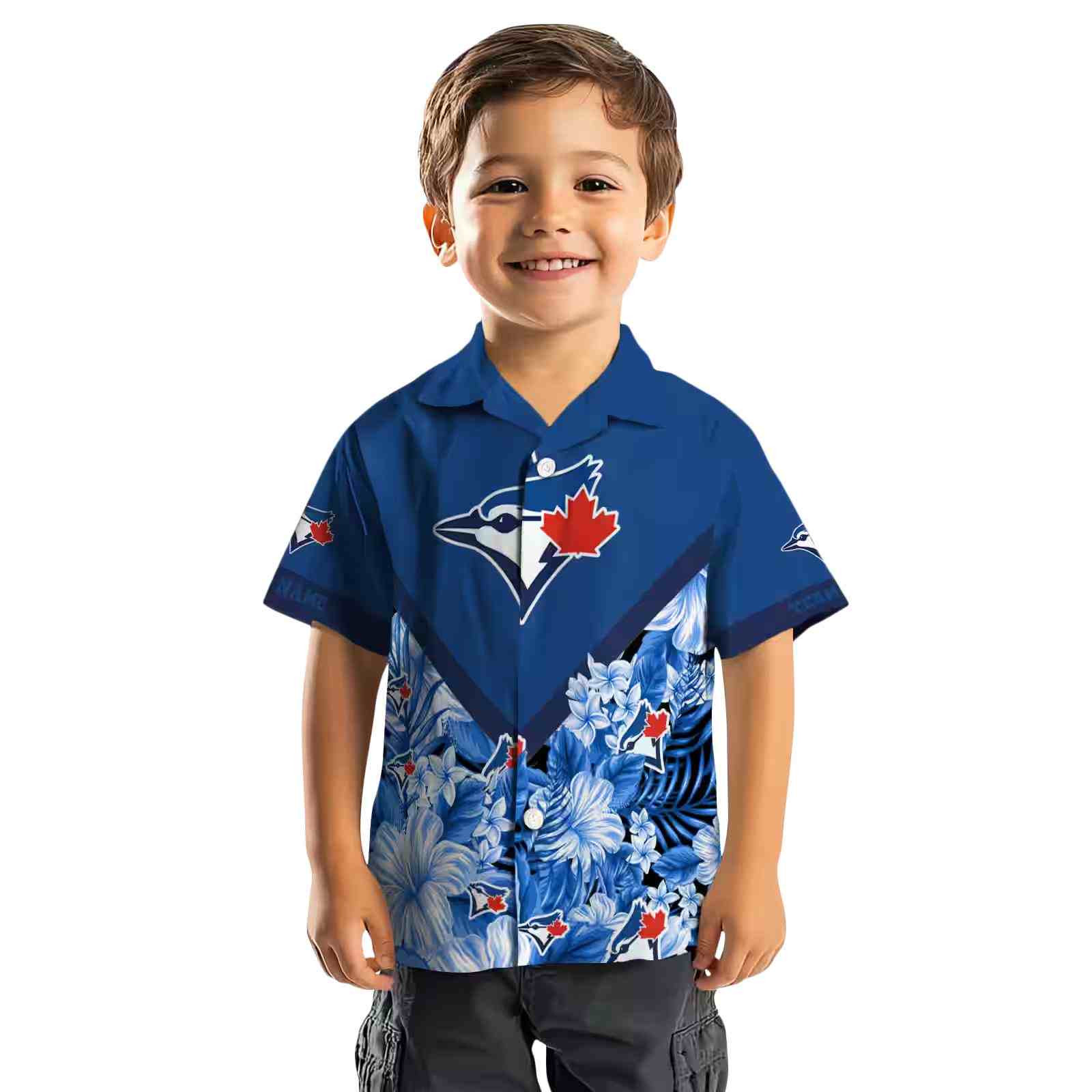 personalized toronto blue jays floral chevron blue hawaiian shirt top rated