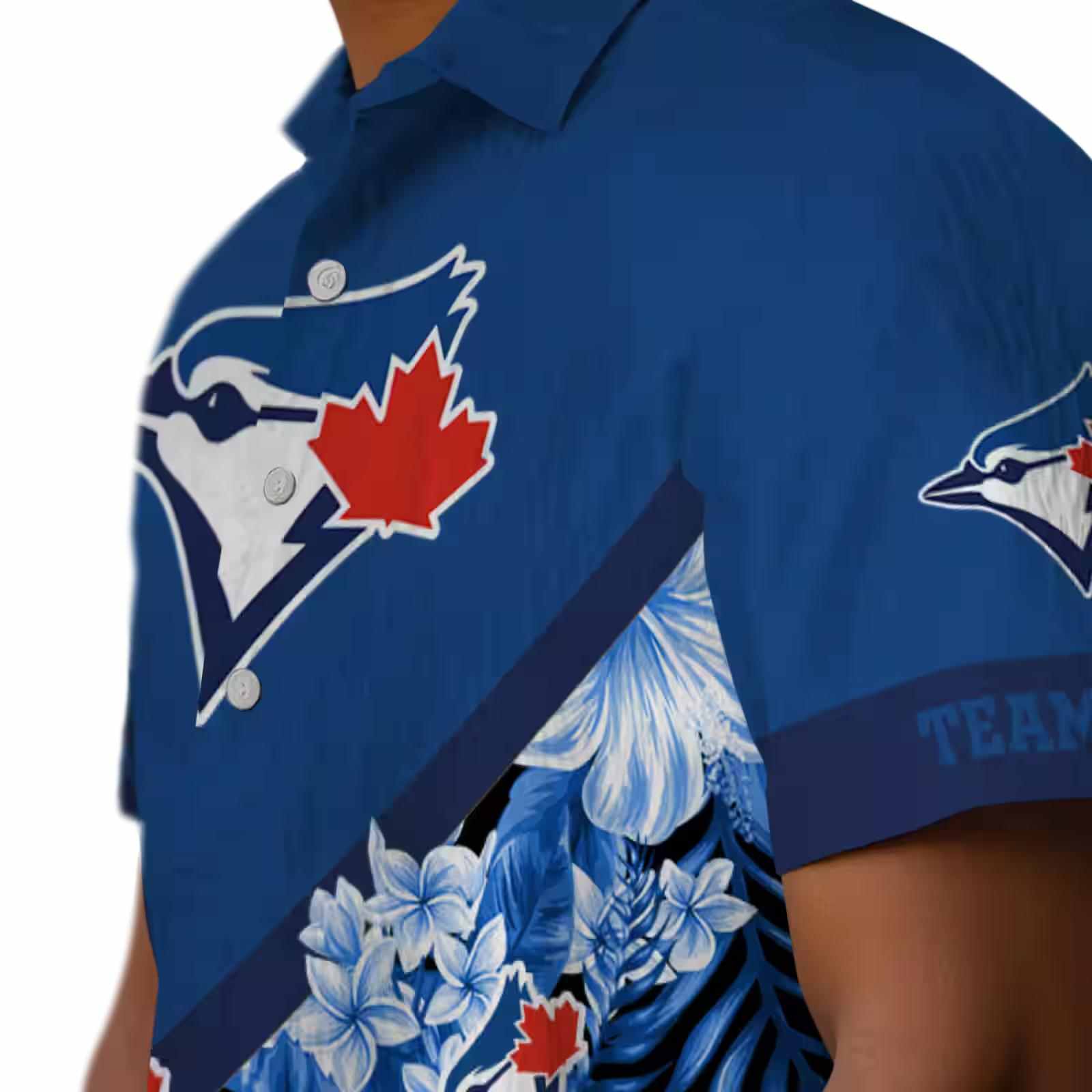 personalized toronto blue jays floral chevron blue hawaiian shirt trendy