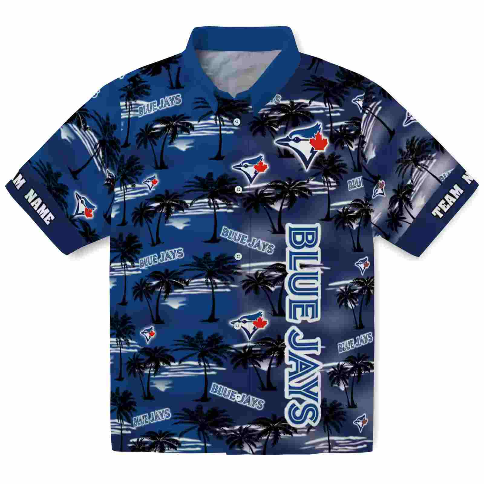 Personalized Toronto Blue Jays Palm Silhouettes Blue Hawaiian Shirt