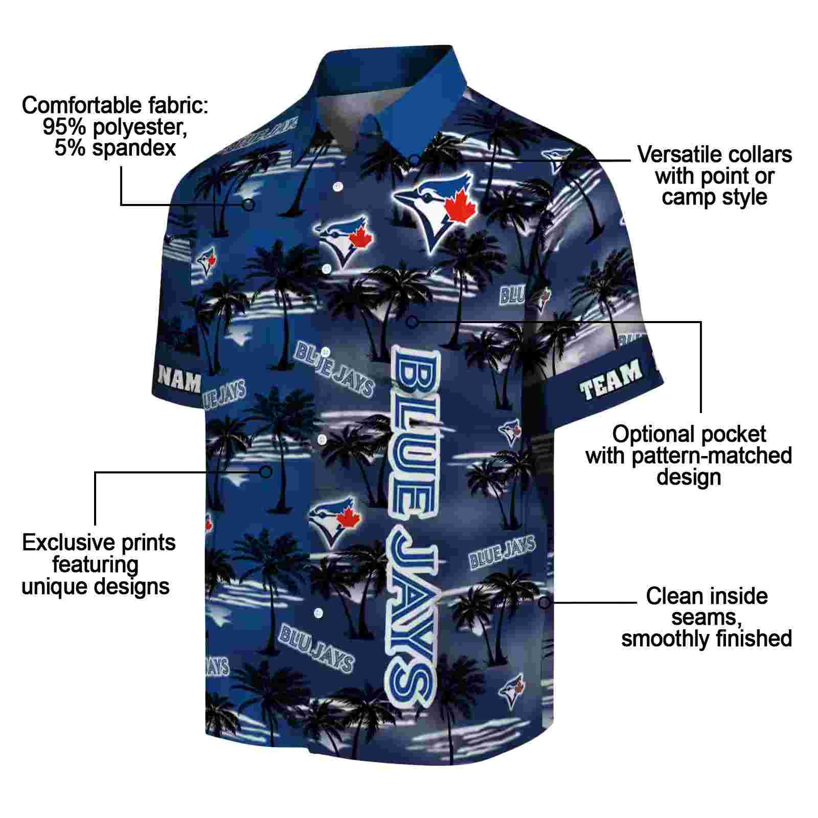 personalized toronto blue jays palm silhouettes blue hawaiian shirt new arrival