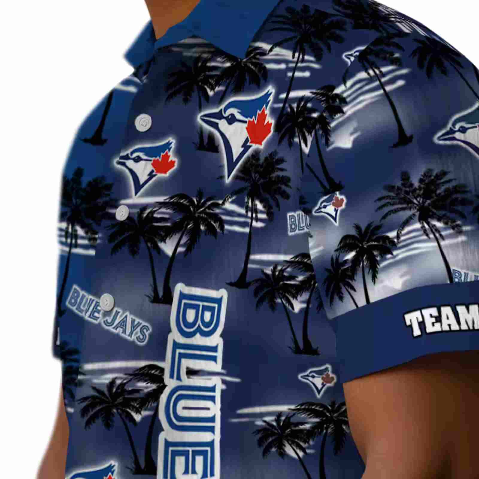 personalized toronto blue jays palm silhouettes blue hawaiian shirt trendy