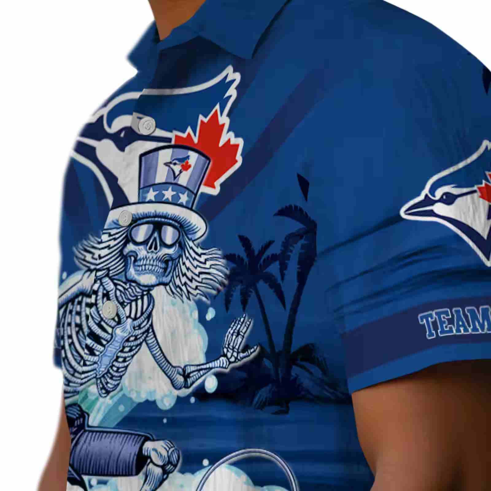 personalized toronto blue jays surfing skeleton blue hawaiian shirt trendy