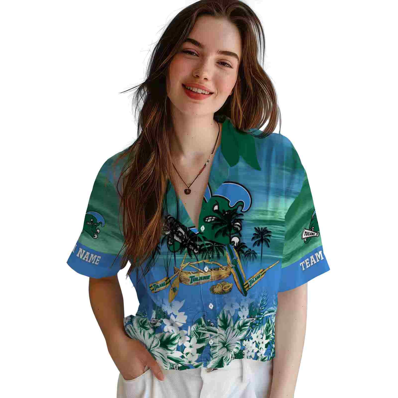 personalized tulane green wave tropical canoe green hawaiian shirt latest model