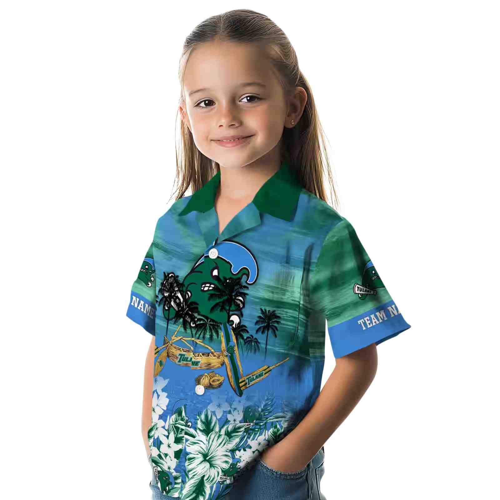 personalized tulane green wave tropical canoe green hawaiian shirt premium grade