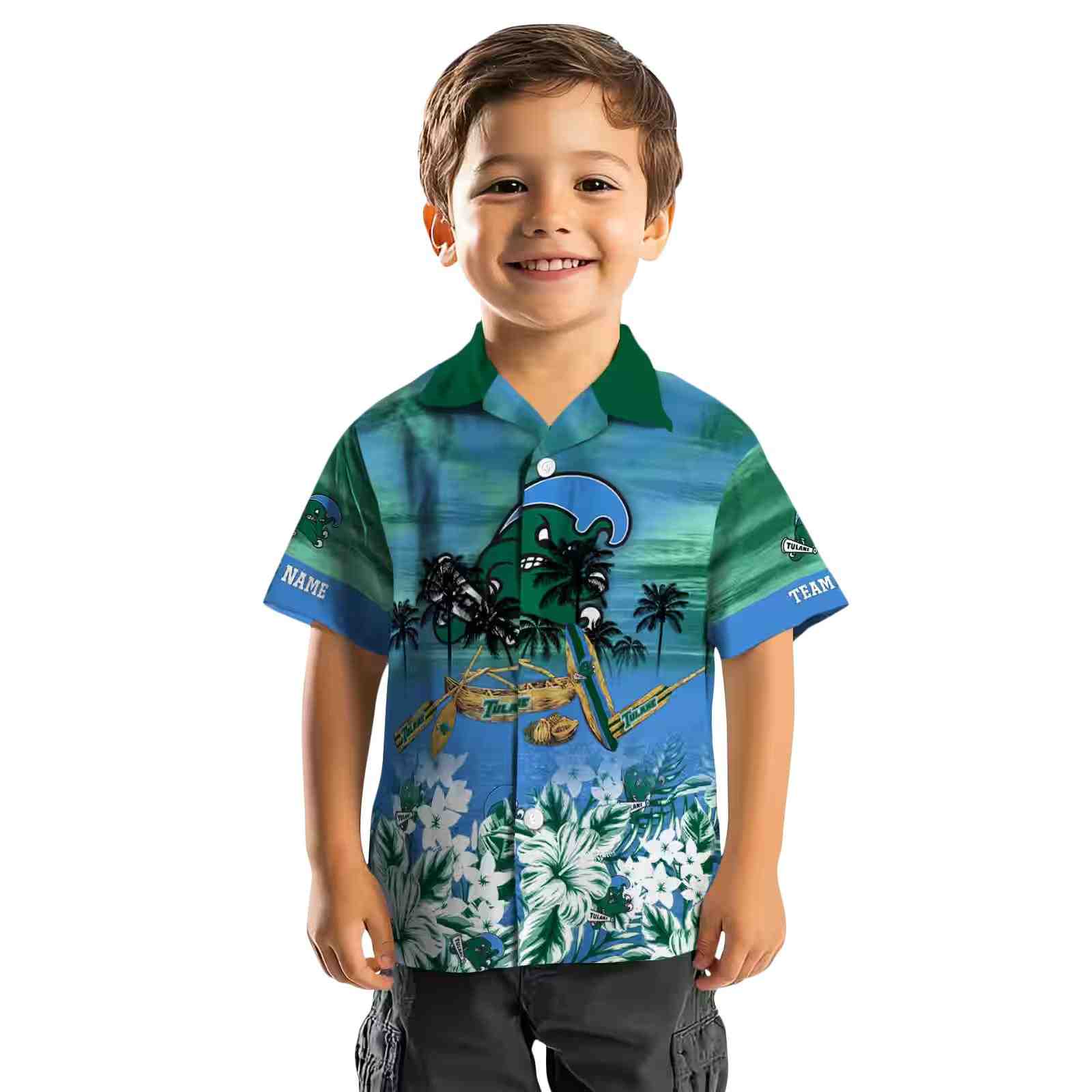 personalized tulane green wave tropical canoe green hawaiian shirt top rated