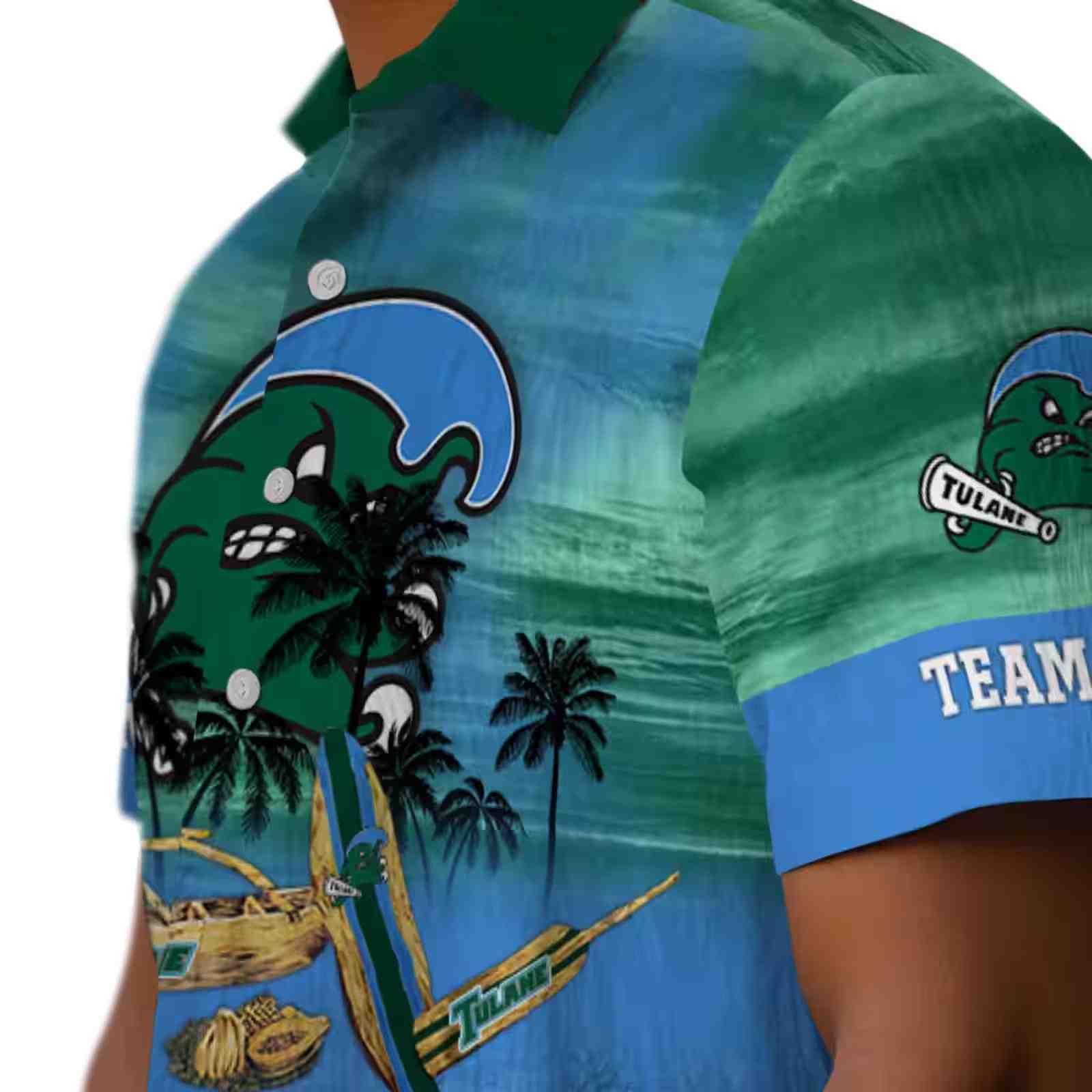 personalized tulane green wave tropical canoe green hawaiian shirt trendy