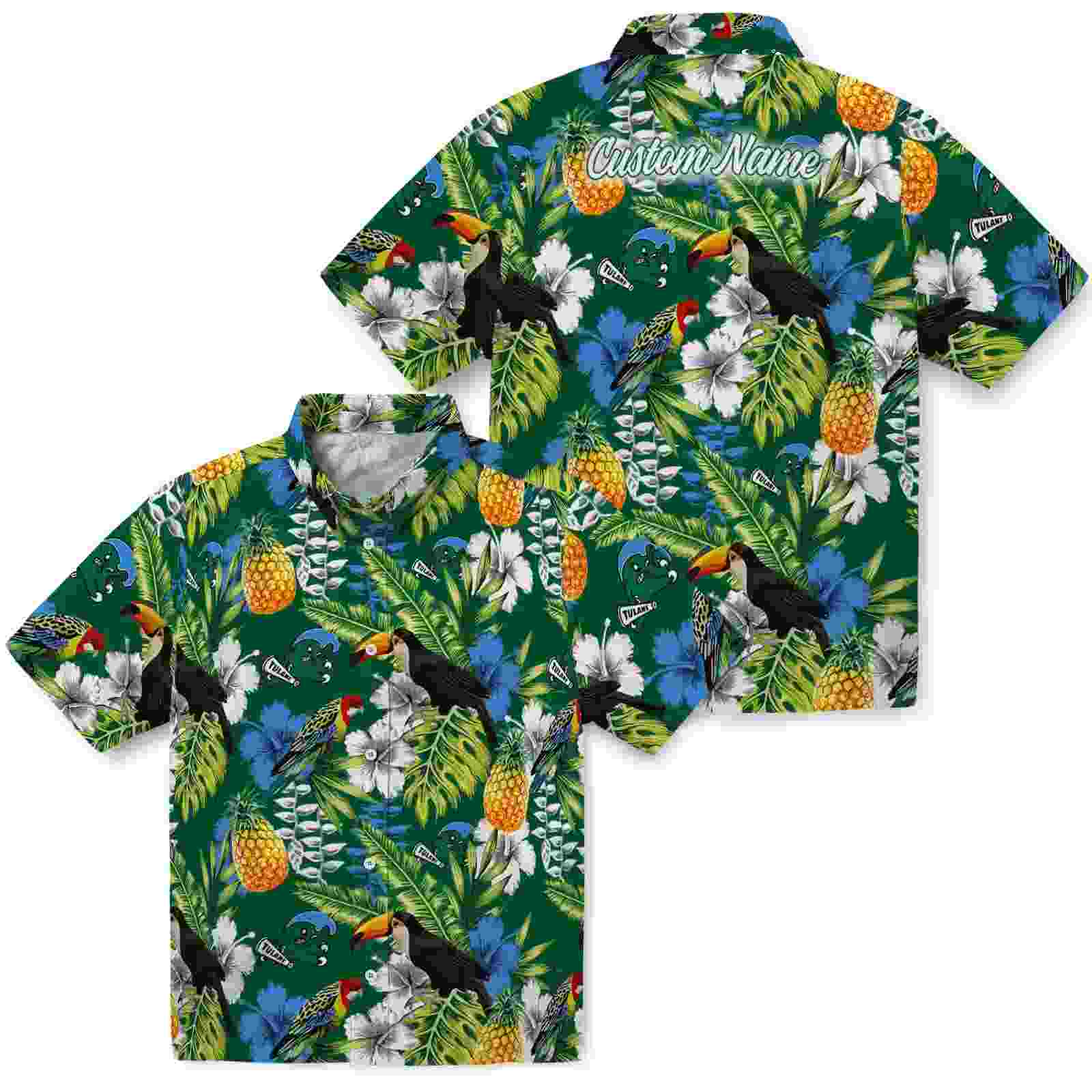 personalized tulane green wave tropical toucan green hawaiian shirt high quality