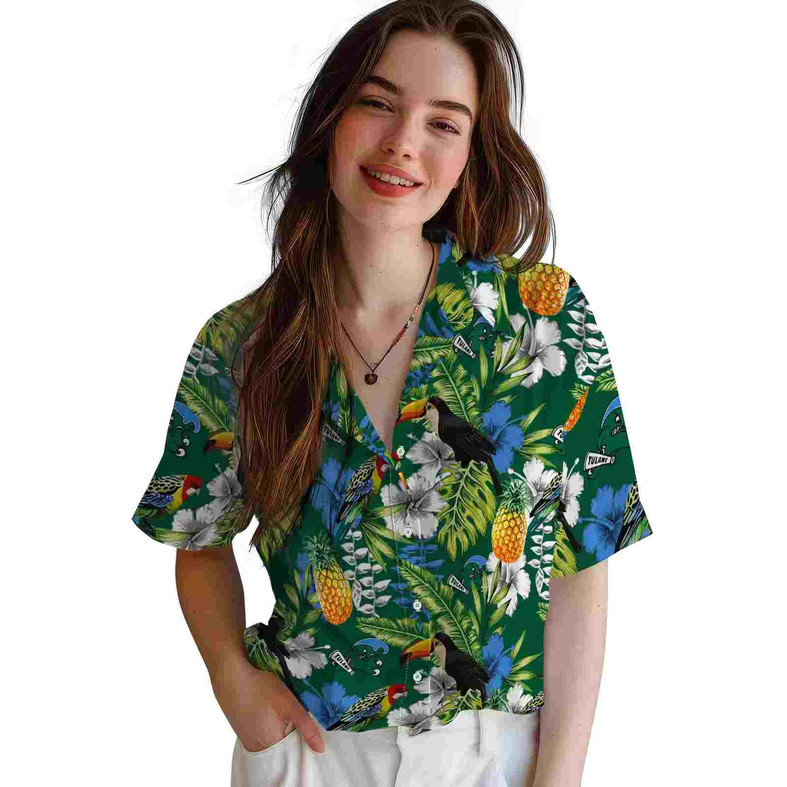 personalized tulane green wave tropical toucan green hawaiian shirt latest model