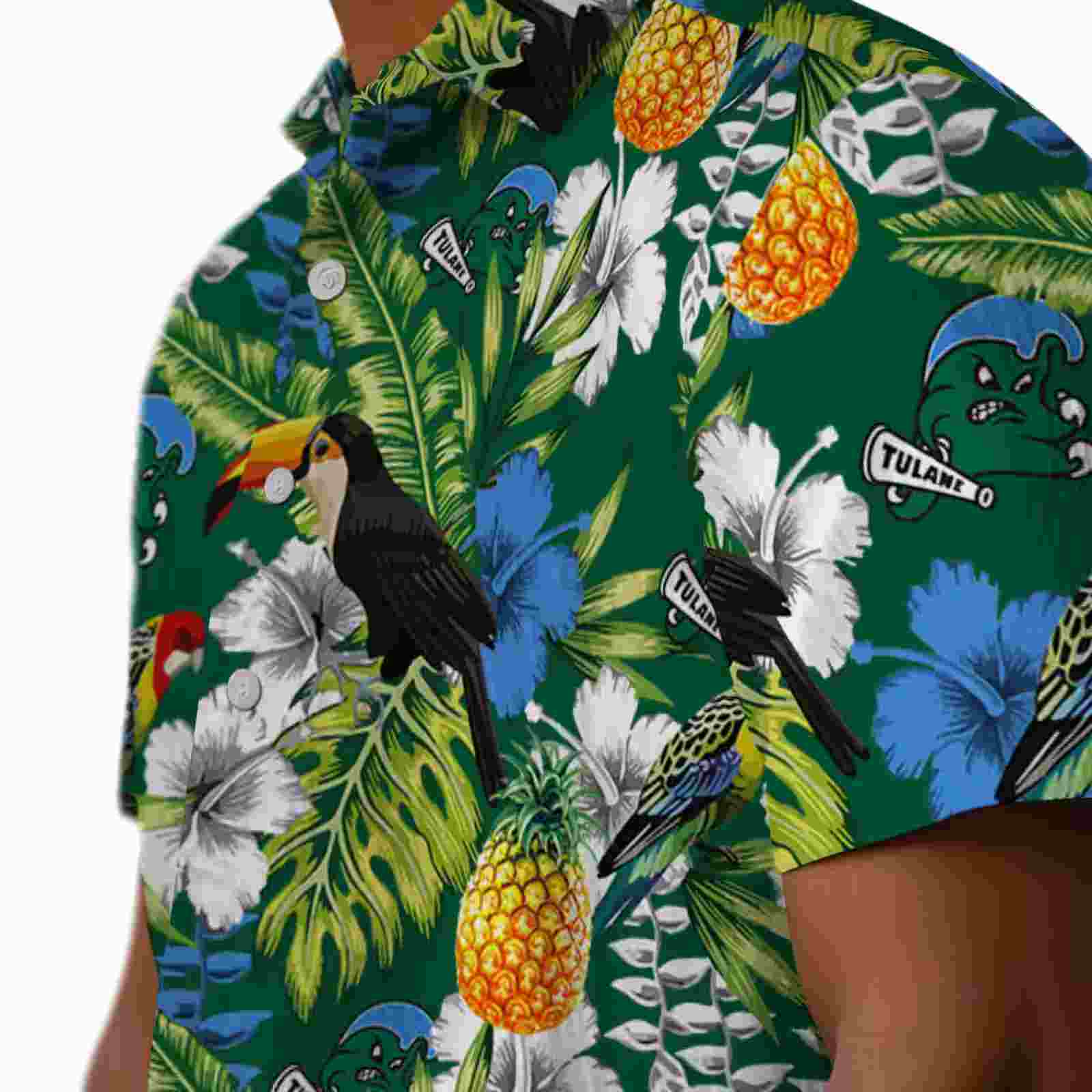 personalized tulane green wave tropical toucan green hawaiian shirt trendy