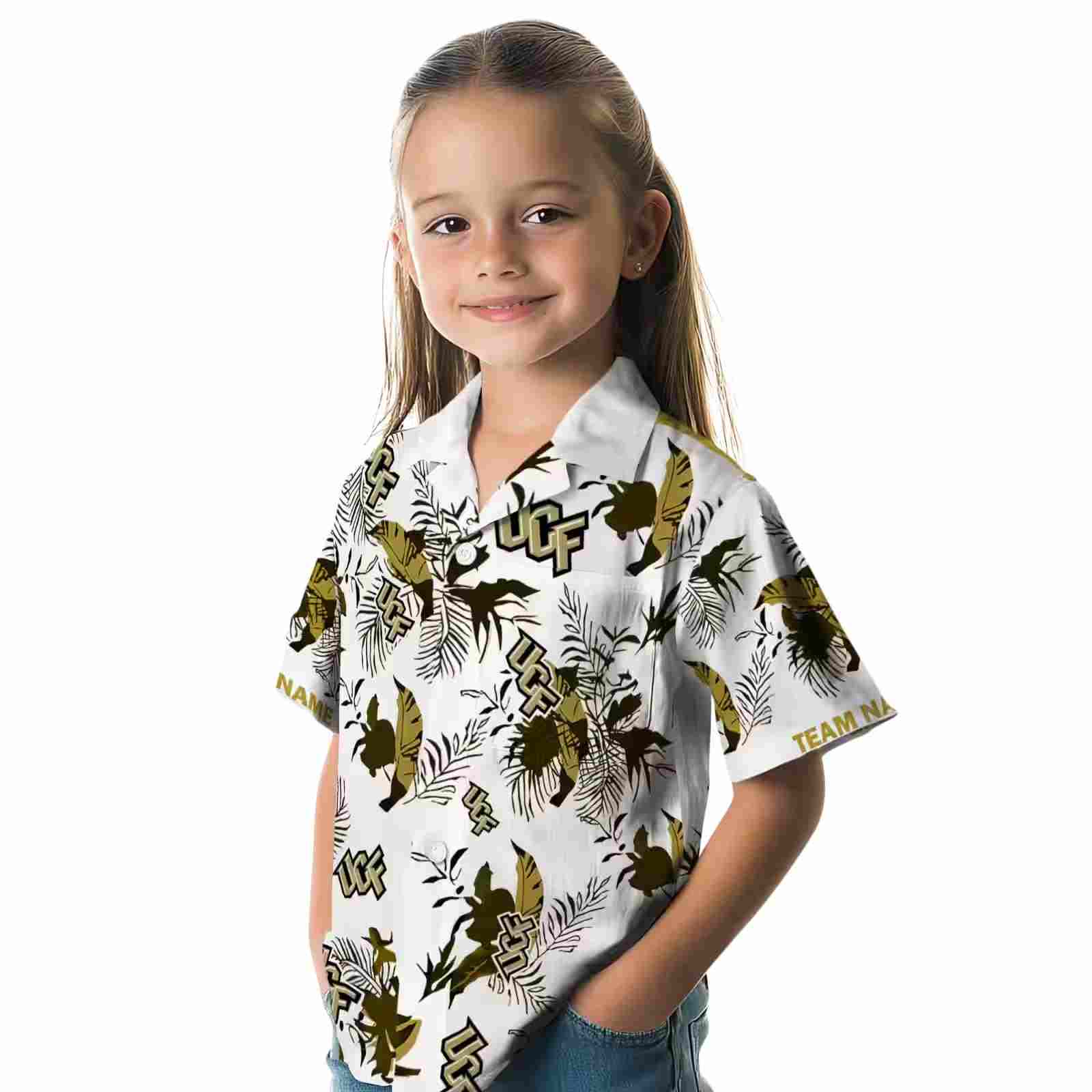 personalized ucf knights botanical theme gold white hawaiian shirt premium grade