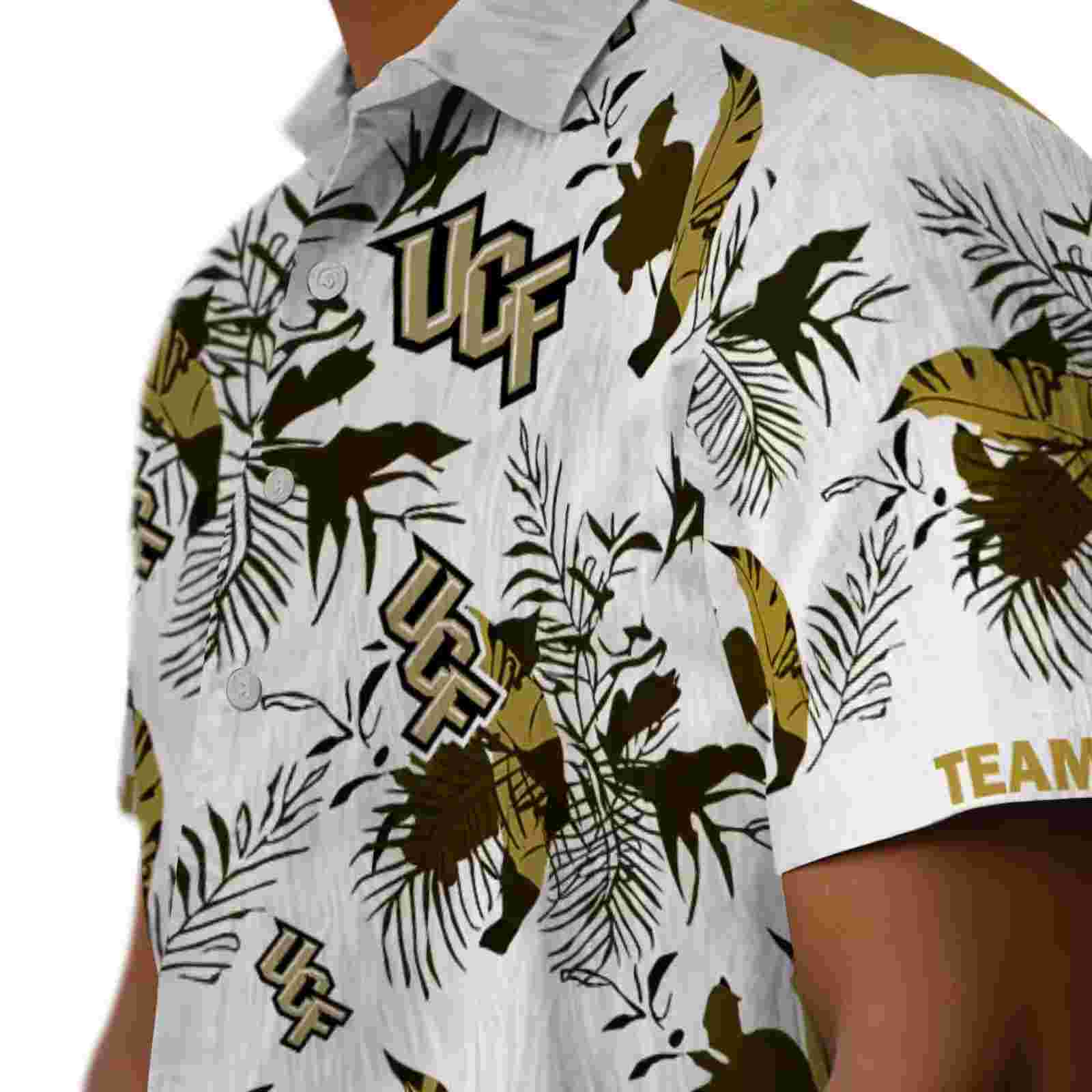 personalized ucf knights botanical theme gold white hawaiian shirt trendy