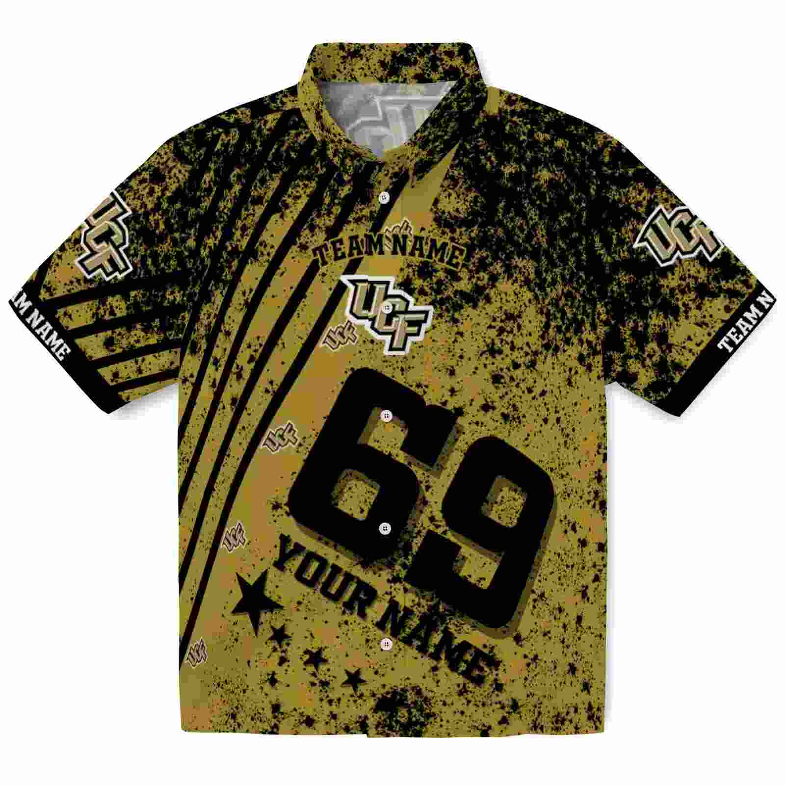 Personalized UCF Knights Star Stripes Gold Hawaiian Shirt