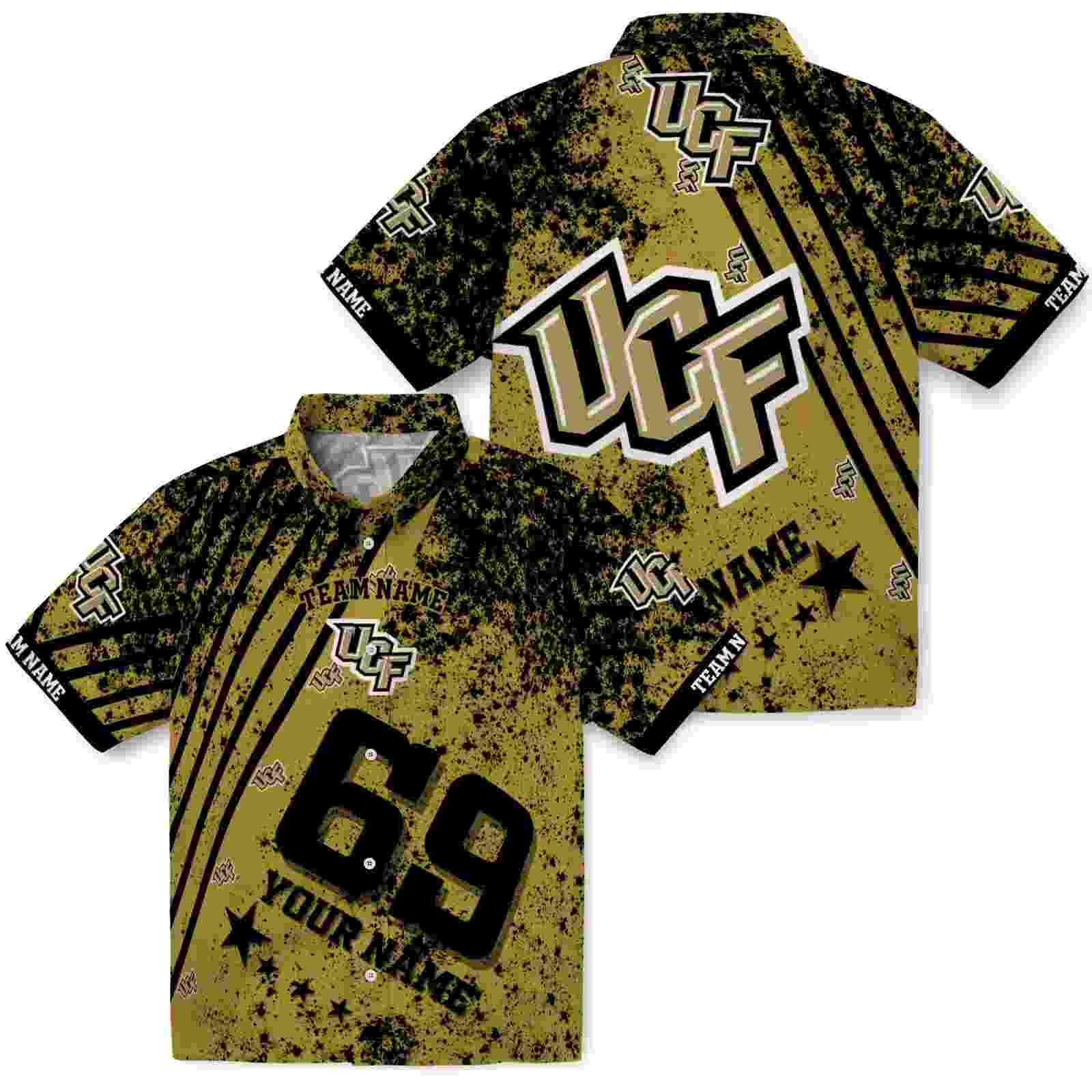 personalized ucf knights star stripes gold hawaiian shirt high quality