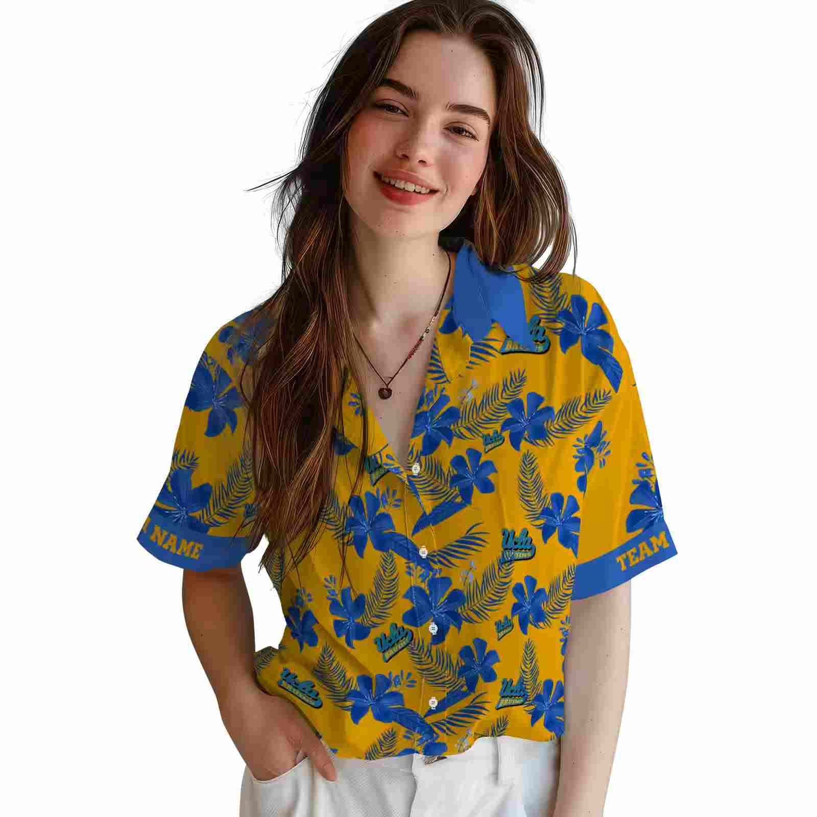 personalized ucla bruins botanical print gold hawaiian shirt latest model