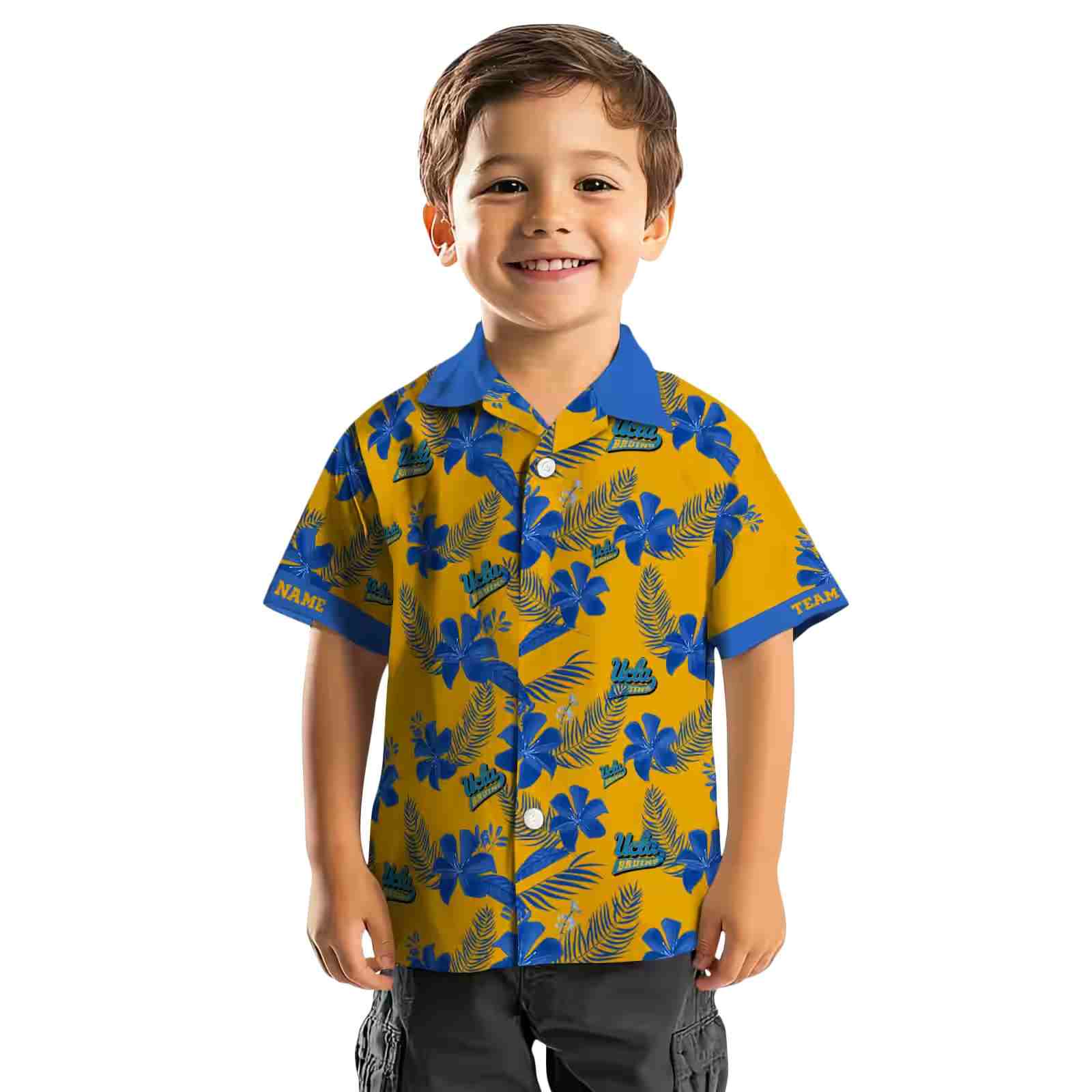 personalized ucla bruins botanical print gold hawaiian shirt top rated