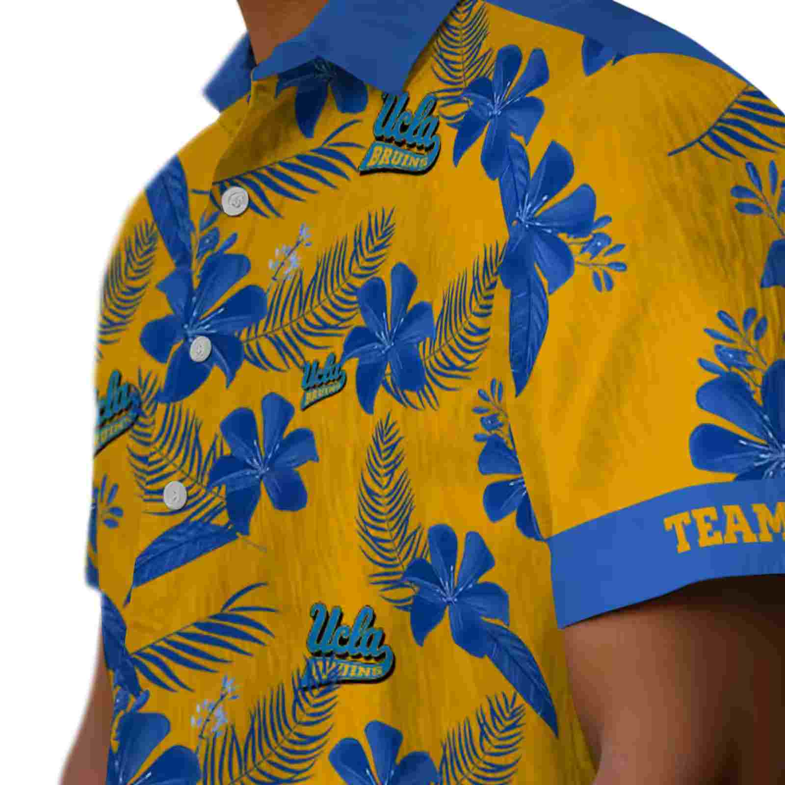 personalized ucla bruins botanical print gold hawaiian shirt trendy