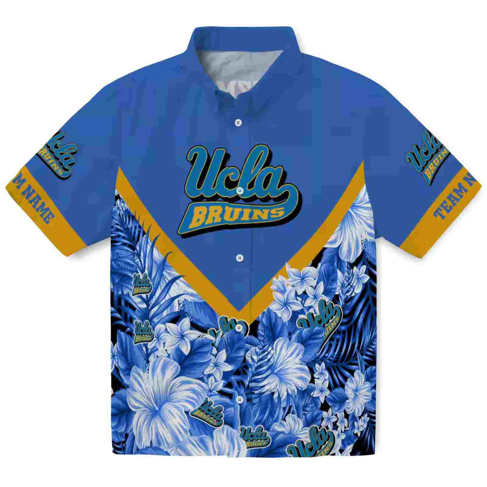 Personalized UCLA Bruins Floral Chevron Blue Hawaiian Shirt