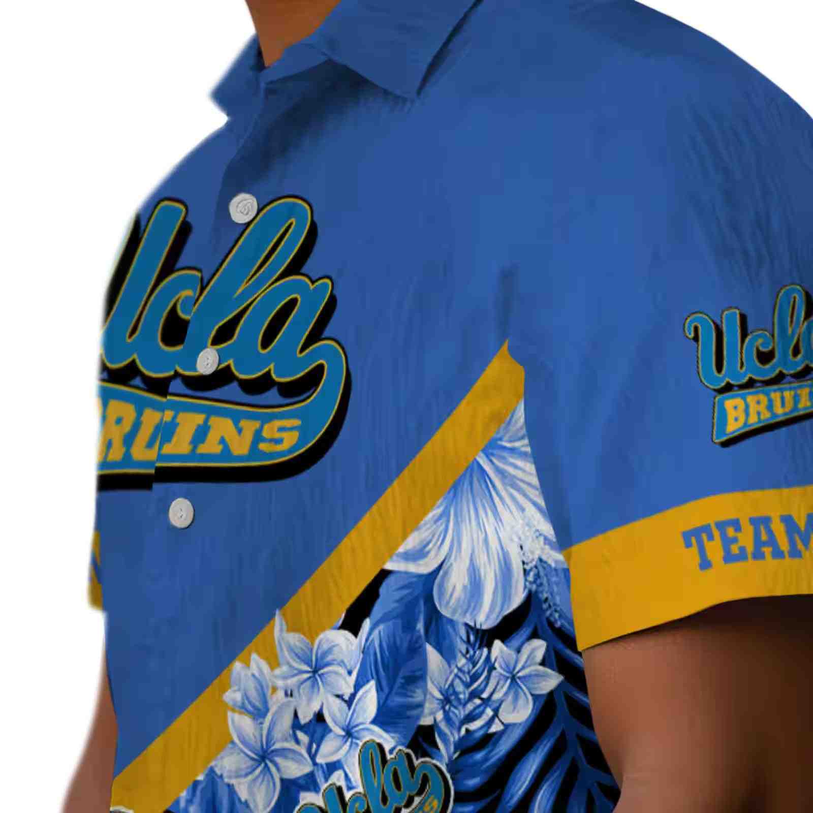 personalized ucla bruins floral chevron blue hawaiian shirt trendy