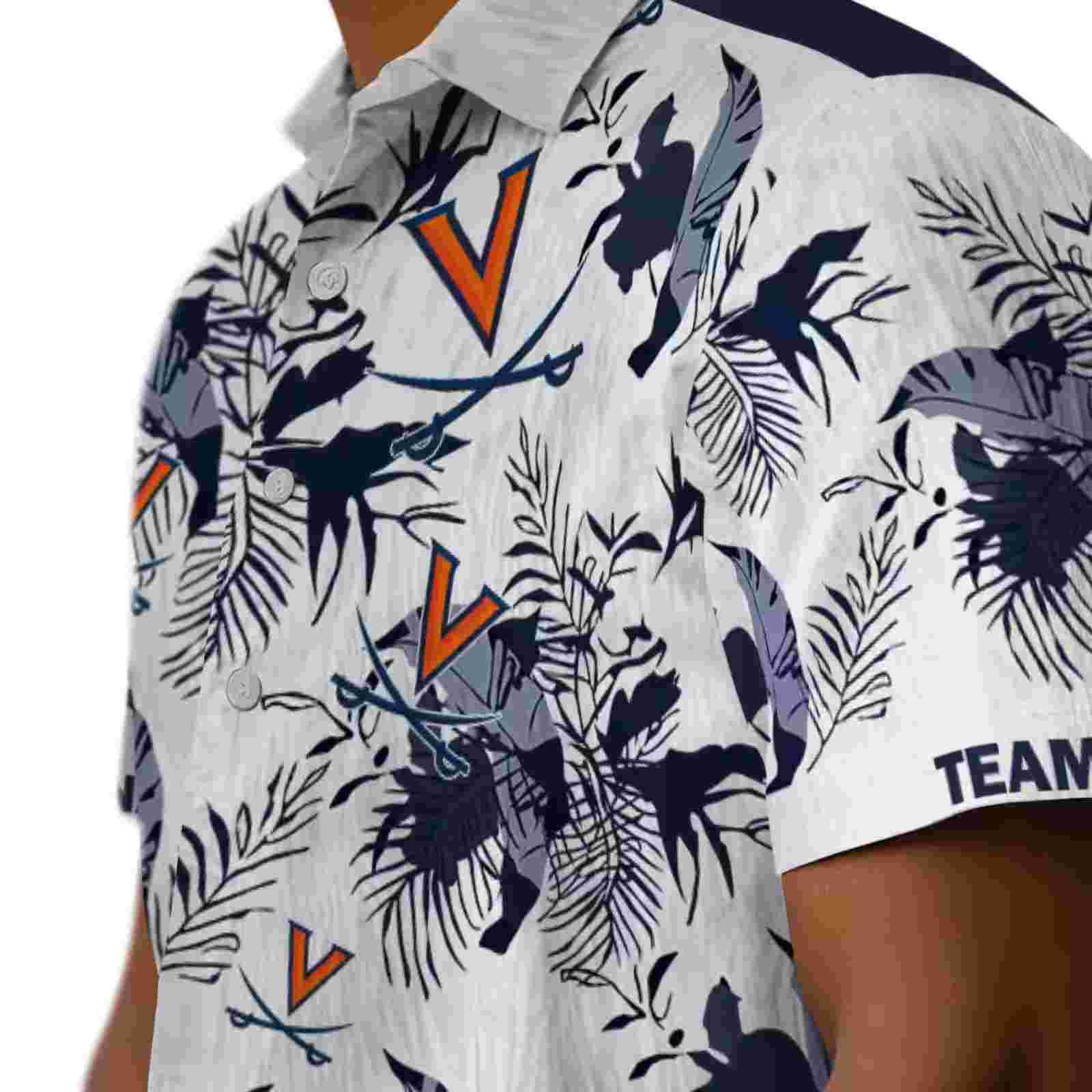 personalized virginia cavaliers botanical theme blue white hawaiian shirt trendy