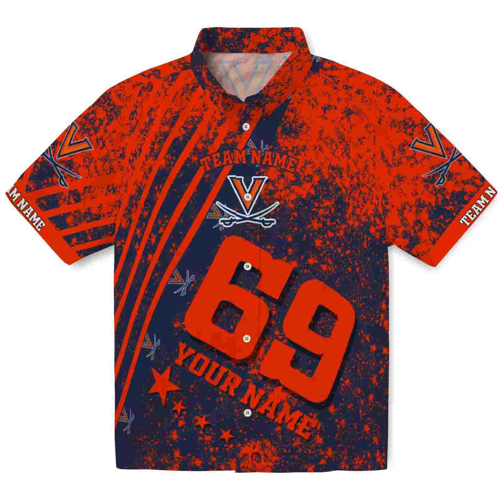 Personalized Virginia Cavaliers Star Stripes Blue Hawaiian Shirt