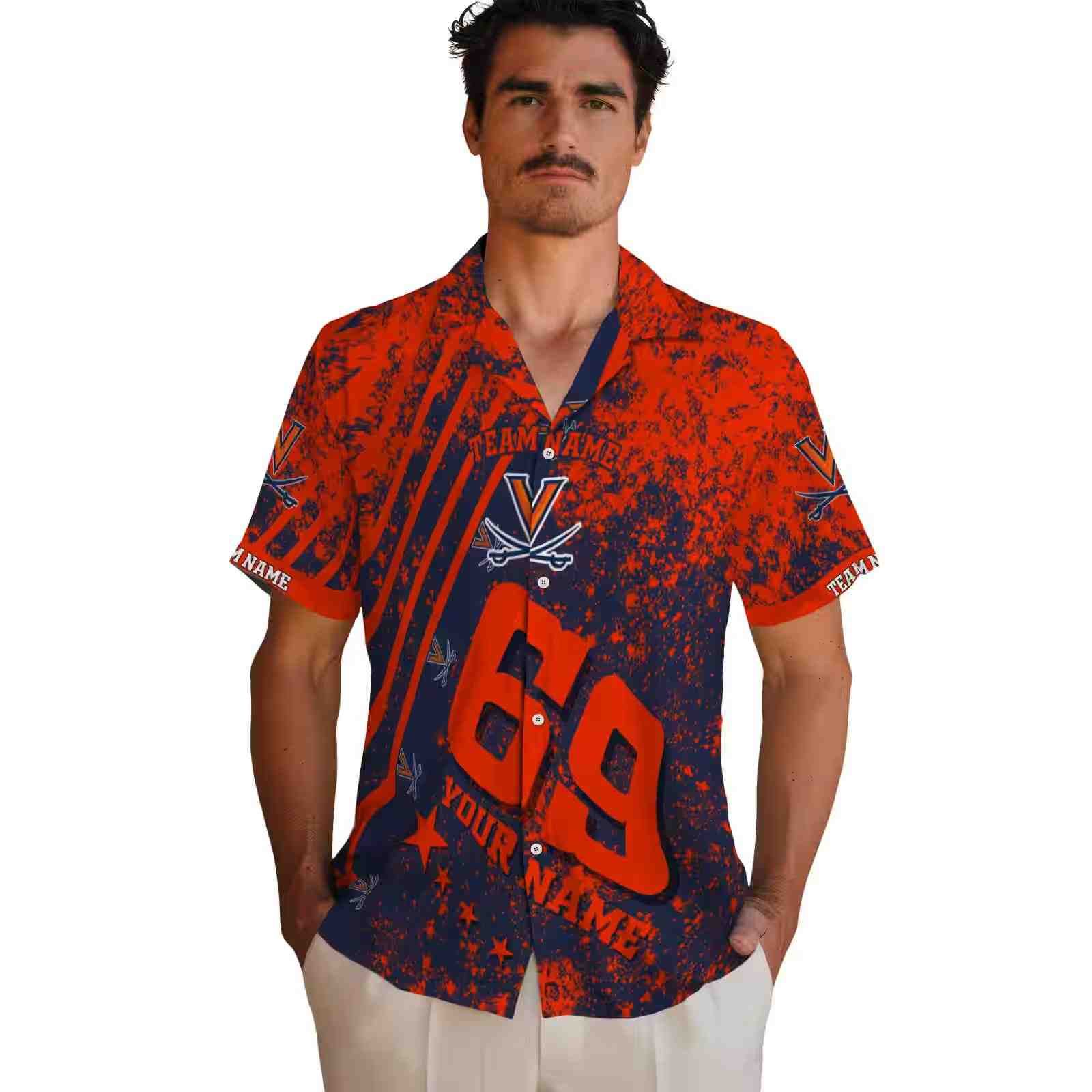 personalized virginia cavaliers star stripes blue hawaiian shirt fashion forward