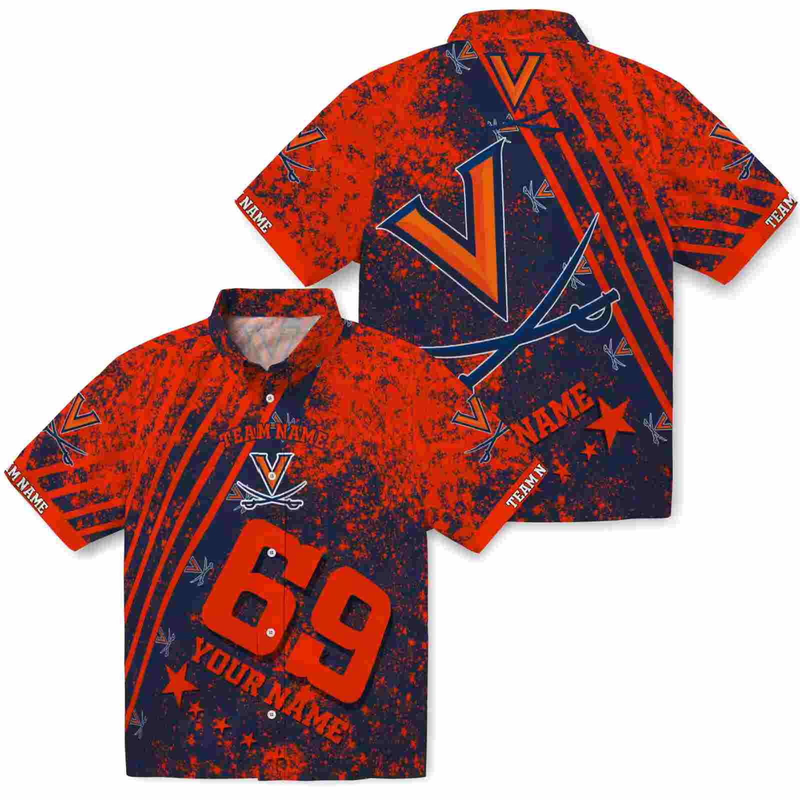 personalized virginia cavaliers star stripes blue hawaiian shirt high quality