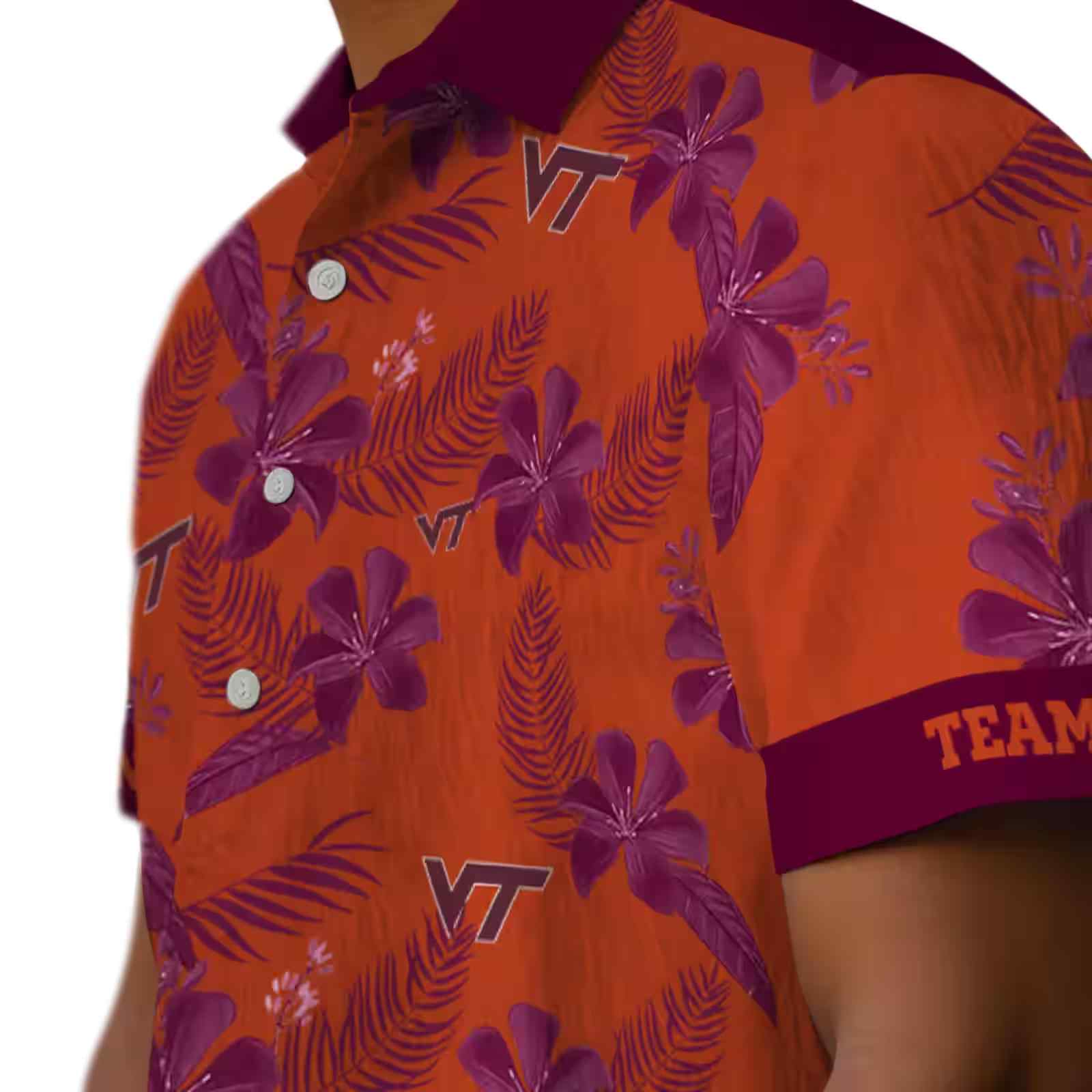 personalized virginia tech hokies botanical print orange hawaiian shirt trendy