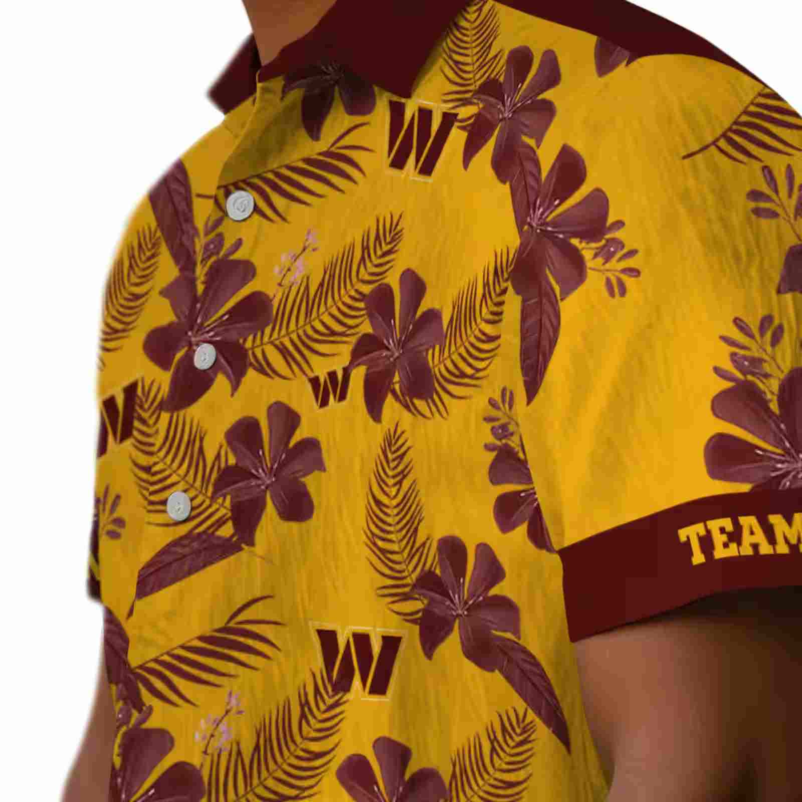 personalized washington commanders botanical print gold hawaiian shirt trendy