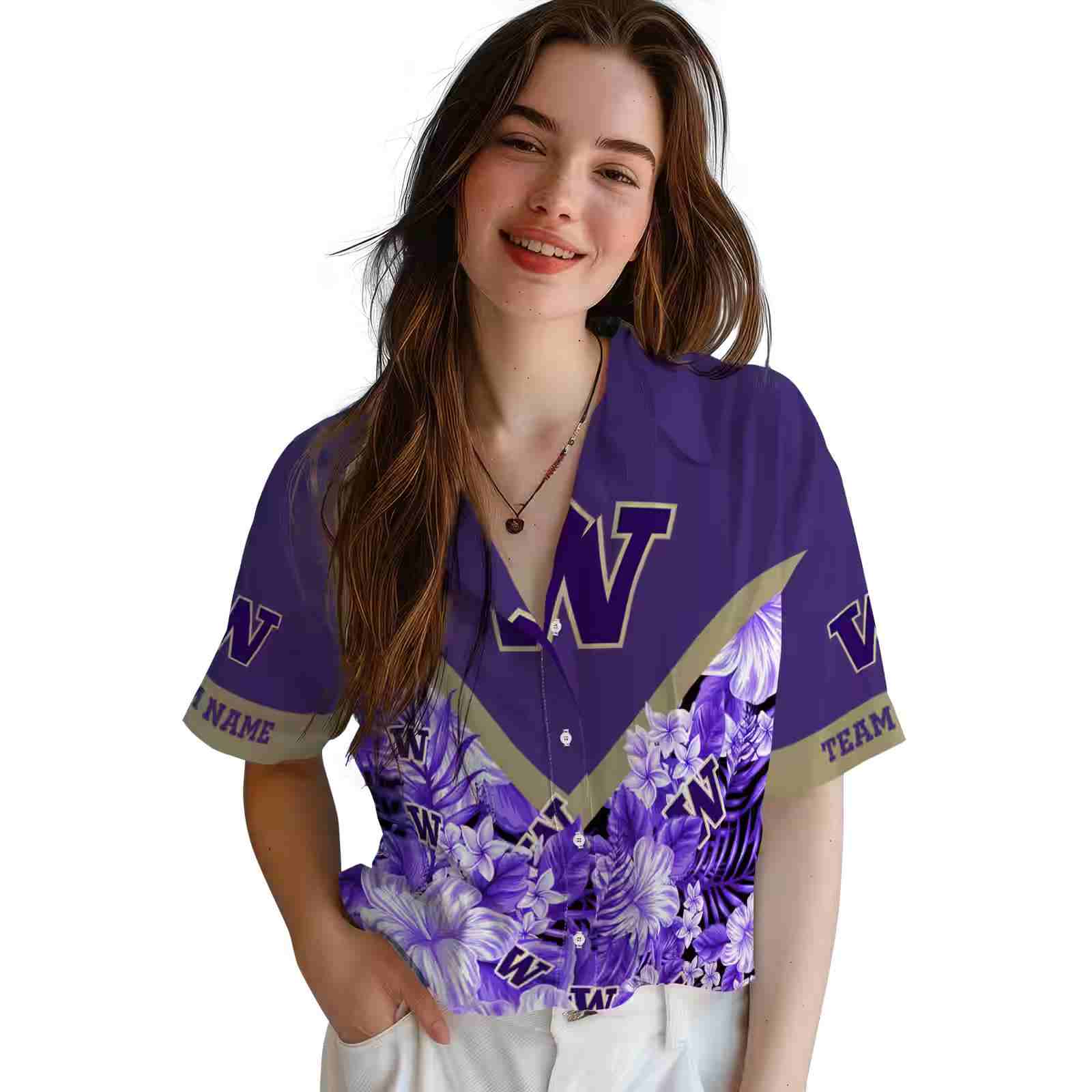 personalized washington huskies floral chevron purple hawaiian shirt latest model