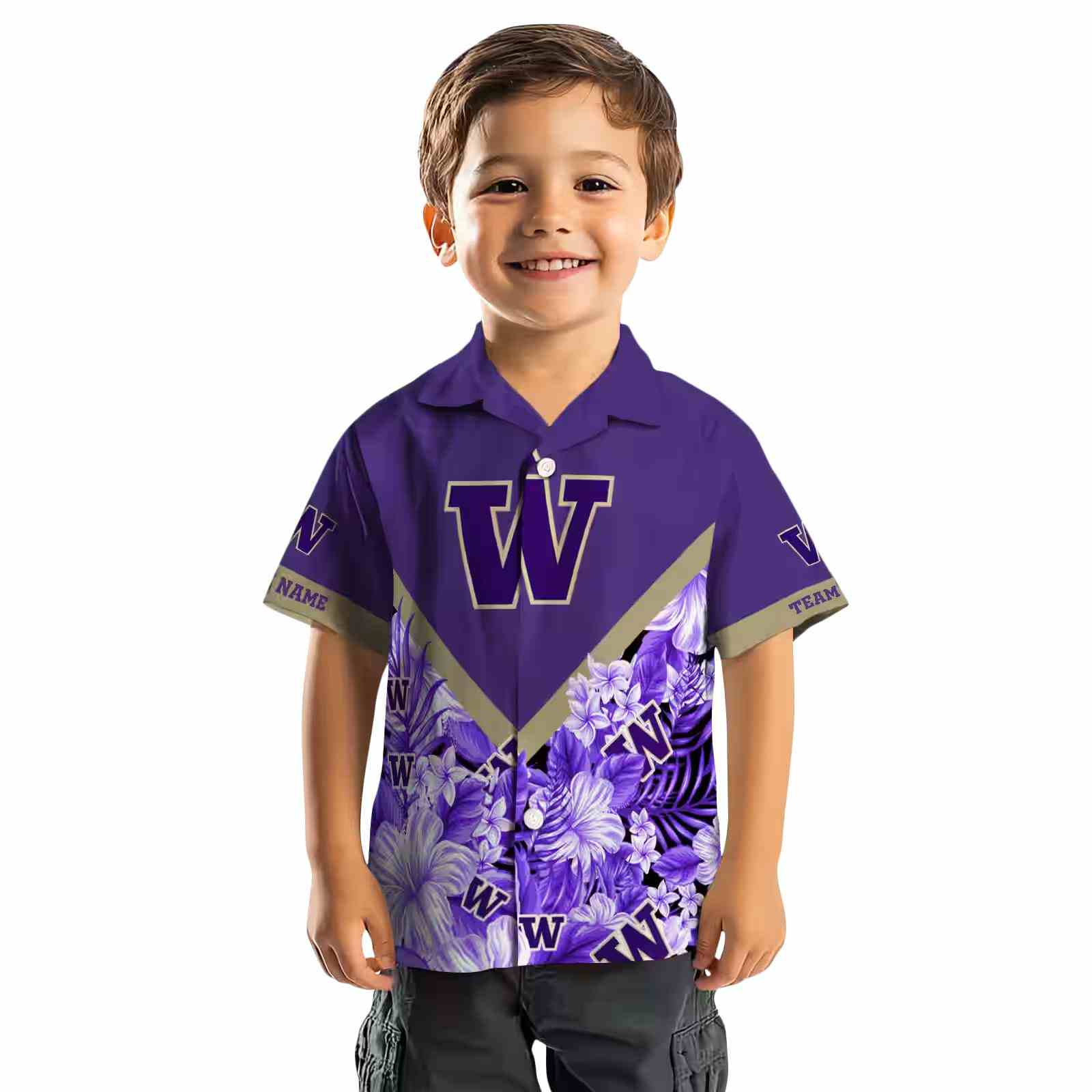 personalized washington huskies floral chevron purple hawaiian shirt top rated