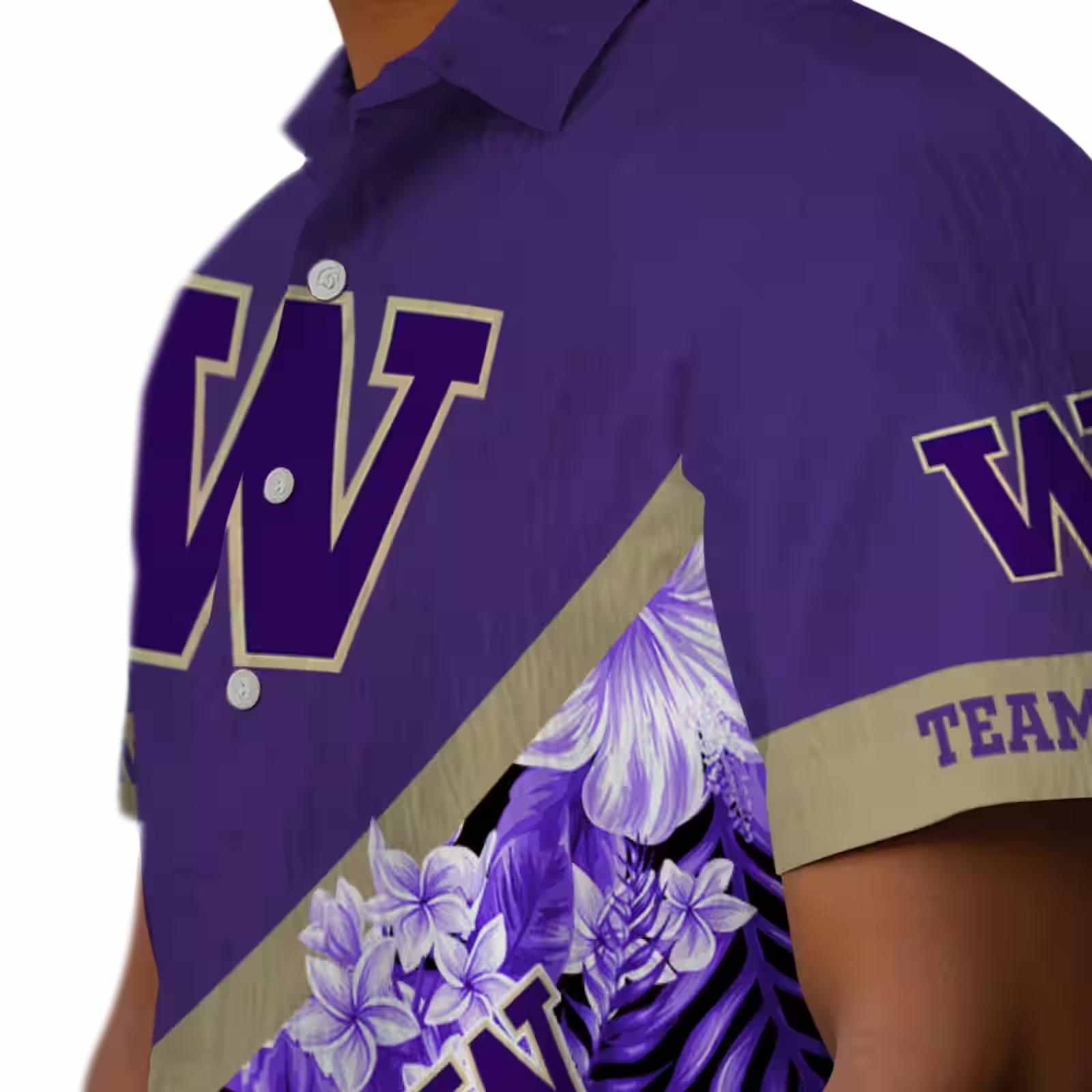 personalized washington huskies floral chevron purple hawaiian shirt trendy