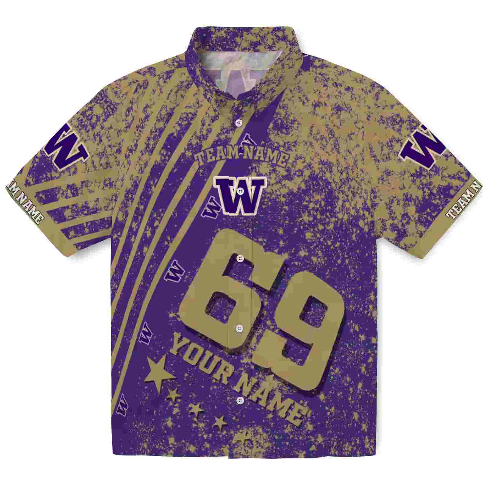 Personalized Washington Huskies Star Stripes Purple Hawaiian Shirt