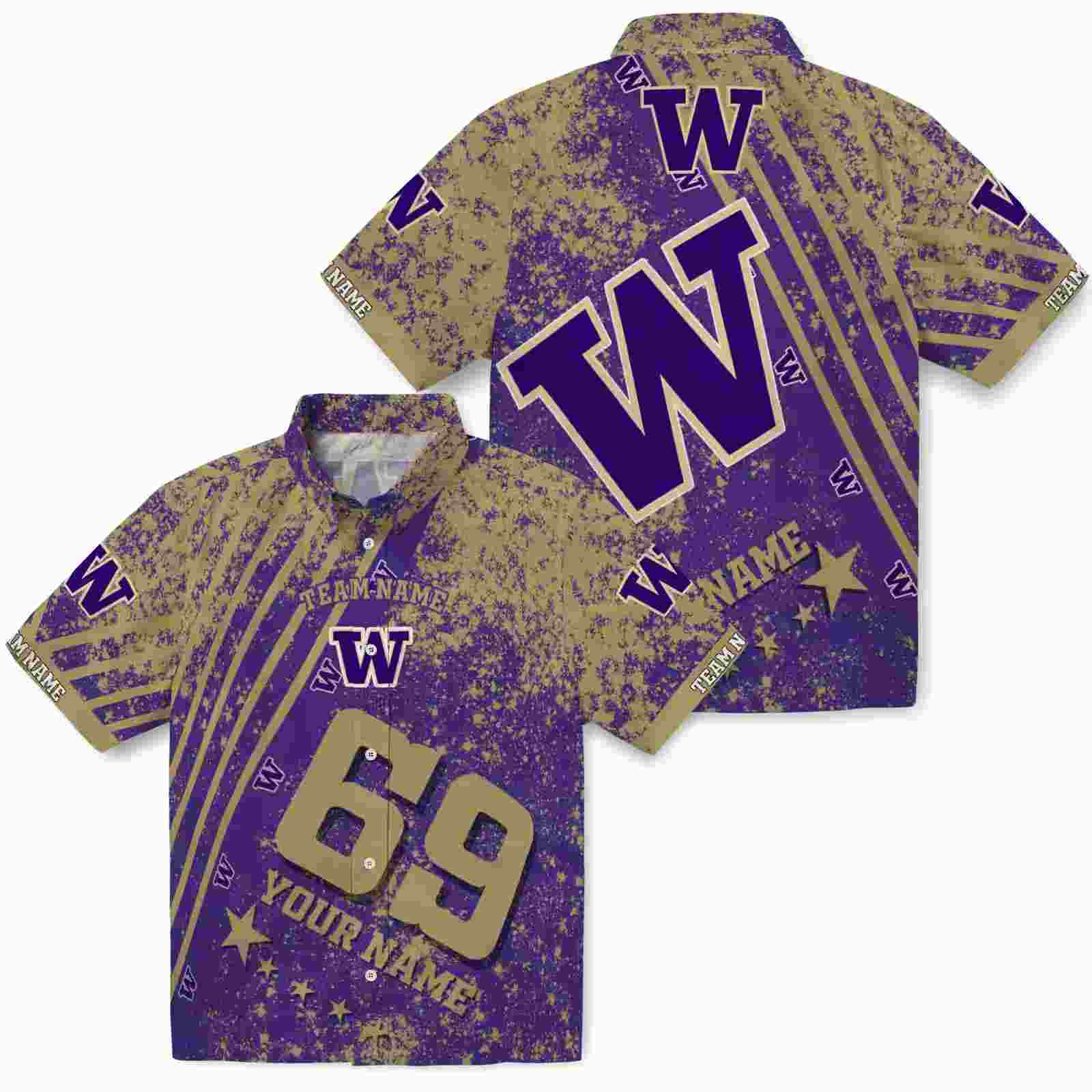 personalized washington huskies star stripes purple hawaiian shirt high quality