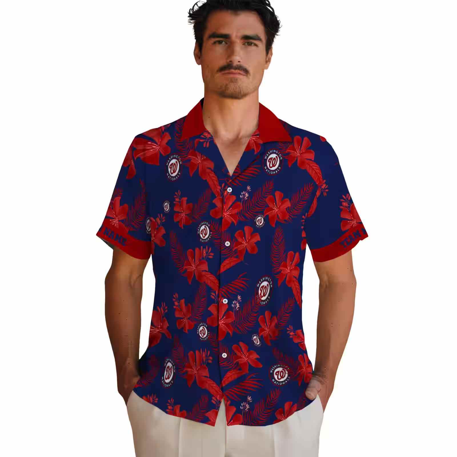 personalized washington nationals botanical print blue hawaiian shirt fashion forward