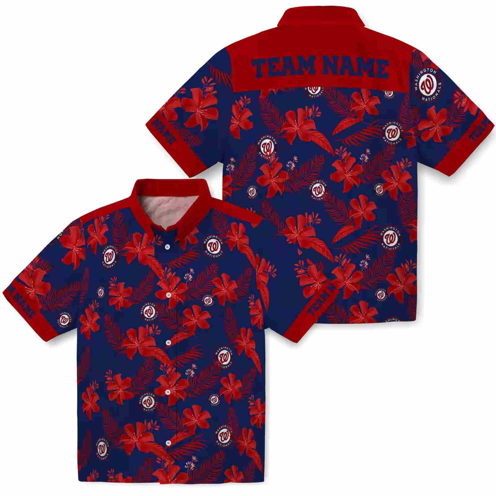 personalized washington nationals botanical print blue hawaiian shirt high quality