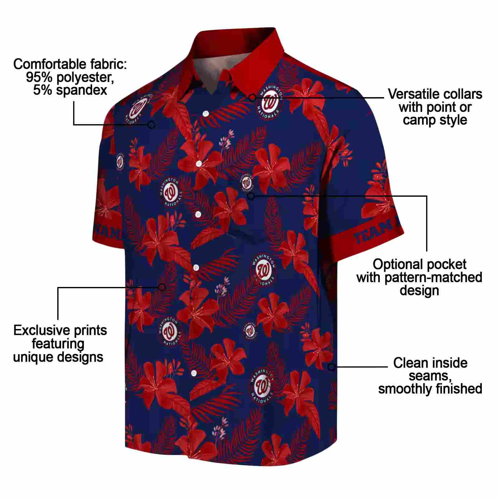 personalized washington nationals botanical print blue hawaiian shirt new arrival