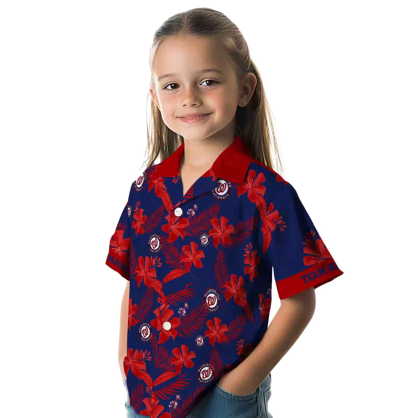 personalized washington nationals botanical print blue hawaiian shirt premium grade