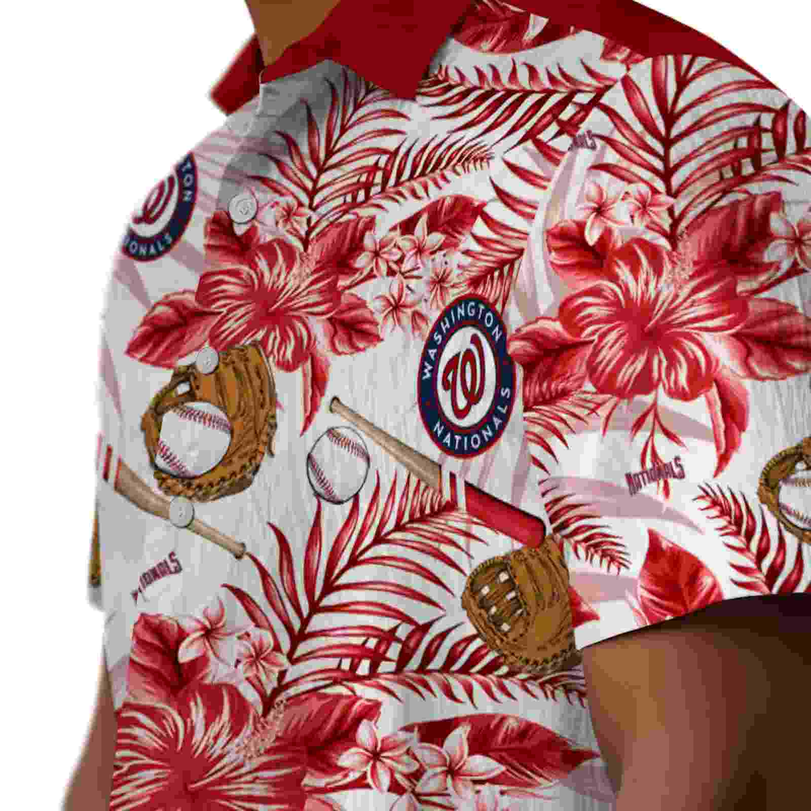 personalized washington nationals floral baseball red white hawaiian shirt trendy