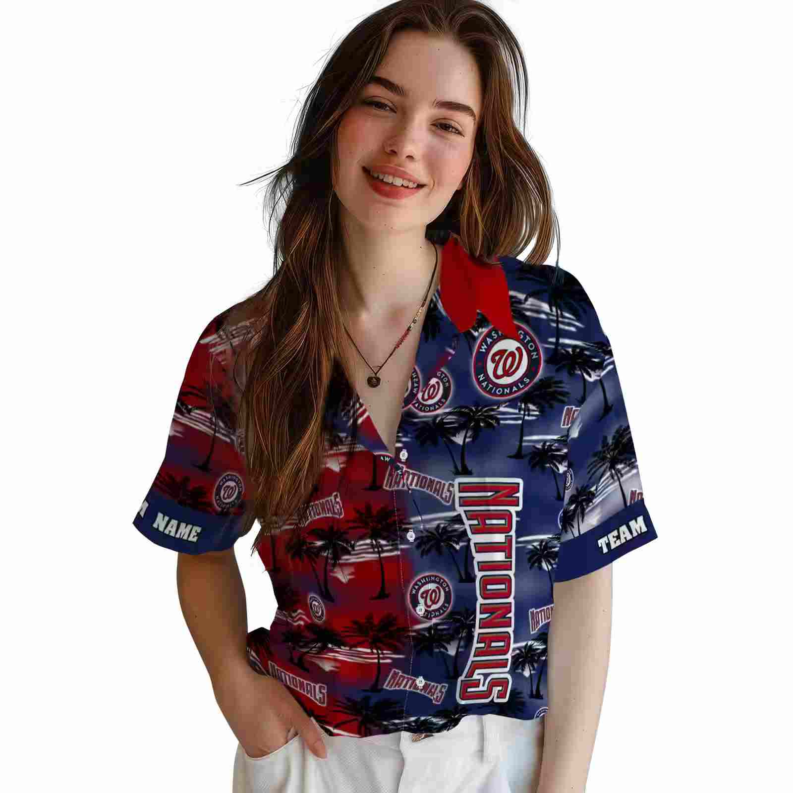 personalized washington nationals palm silhouettes red hawaiian shirt latest model