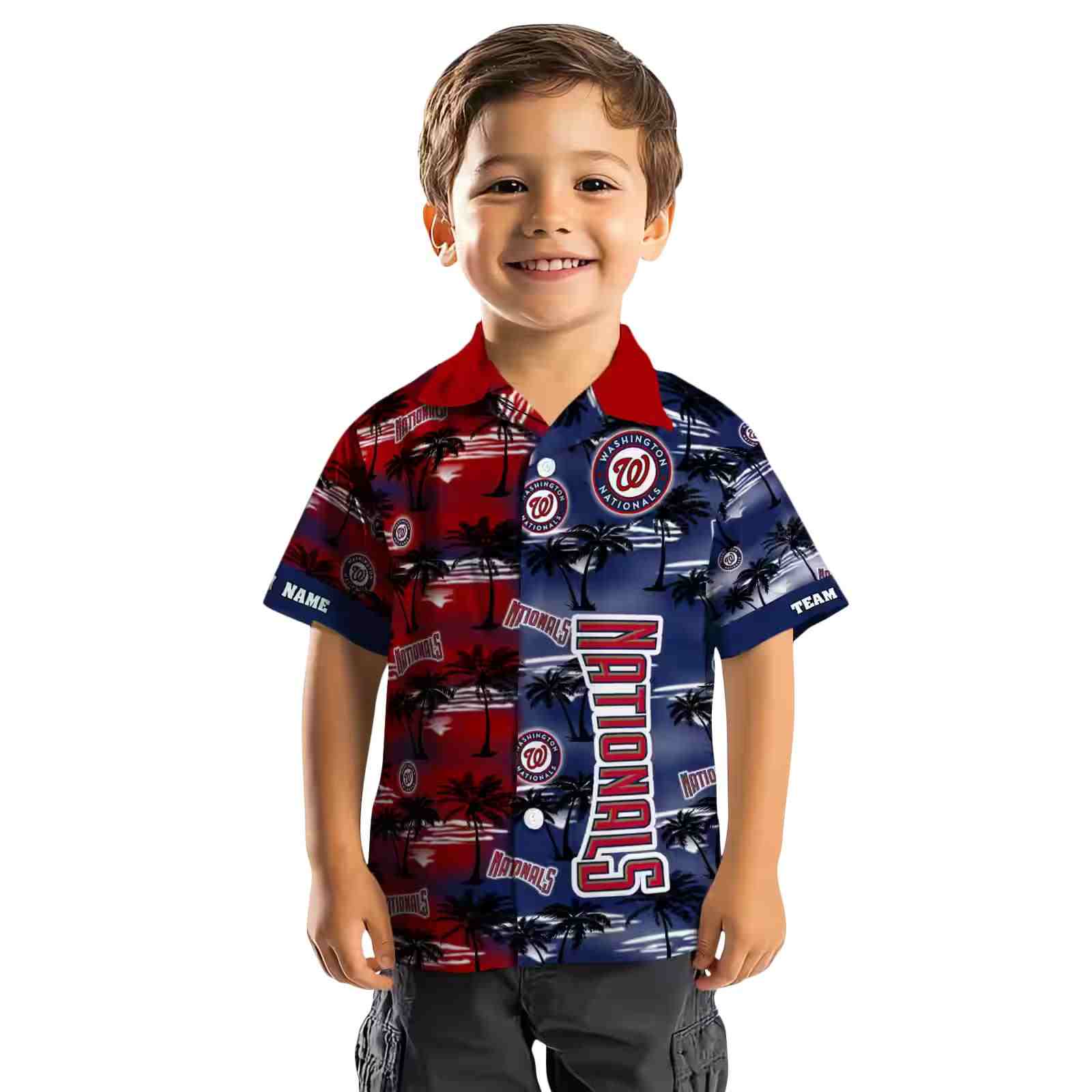 personalized washington nationals palm silhouettes red hawaiian shirt top rated