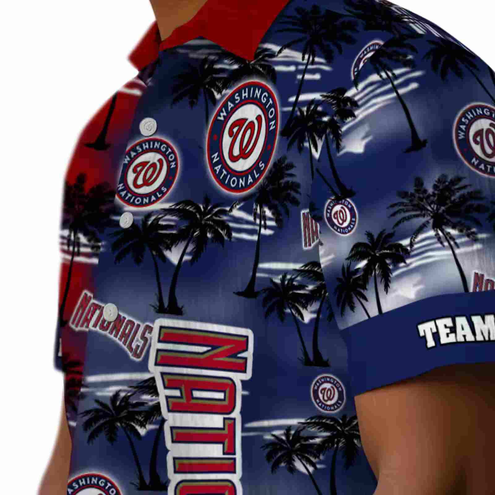 personalized washington nationals palm silhouettes red hawaiian shirt trendy