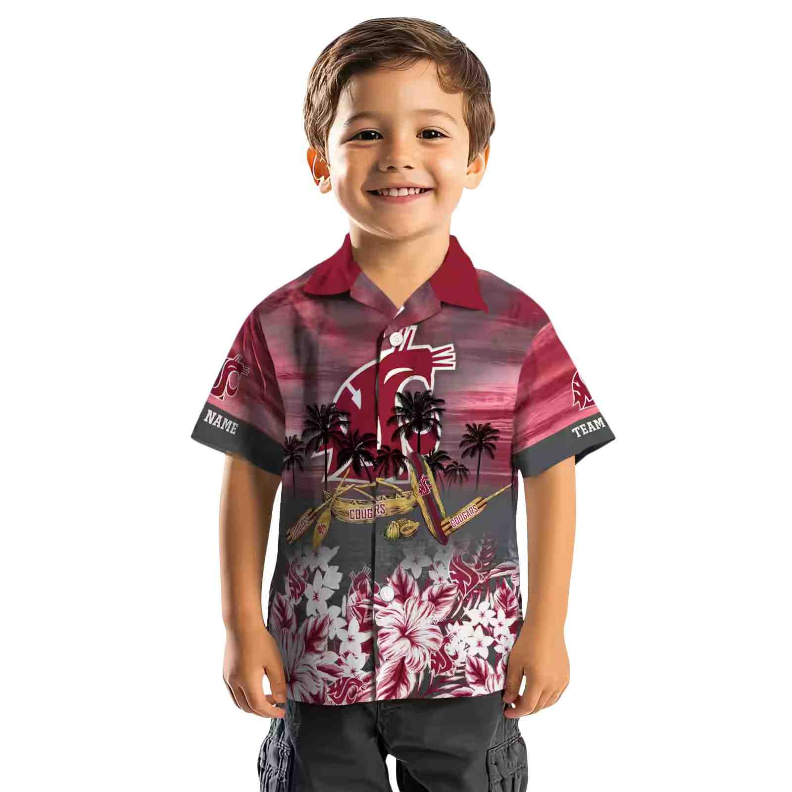 personalized washington state cougars tropical canoe crimson hawaiian shirt top rated