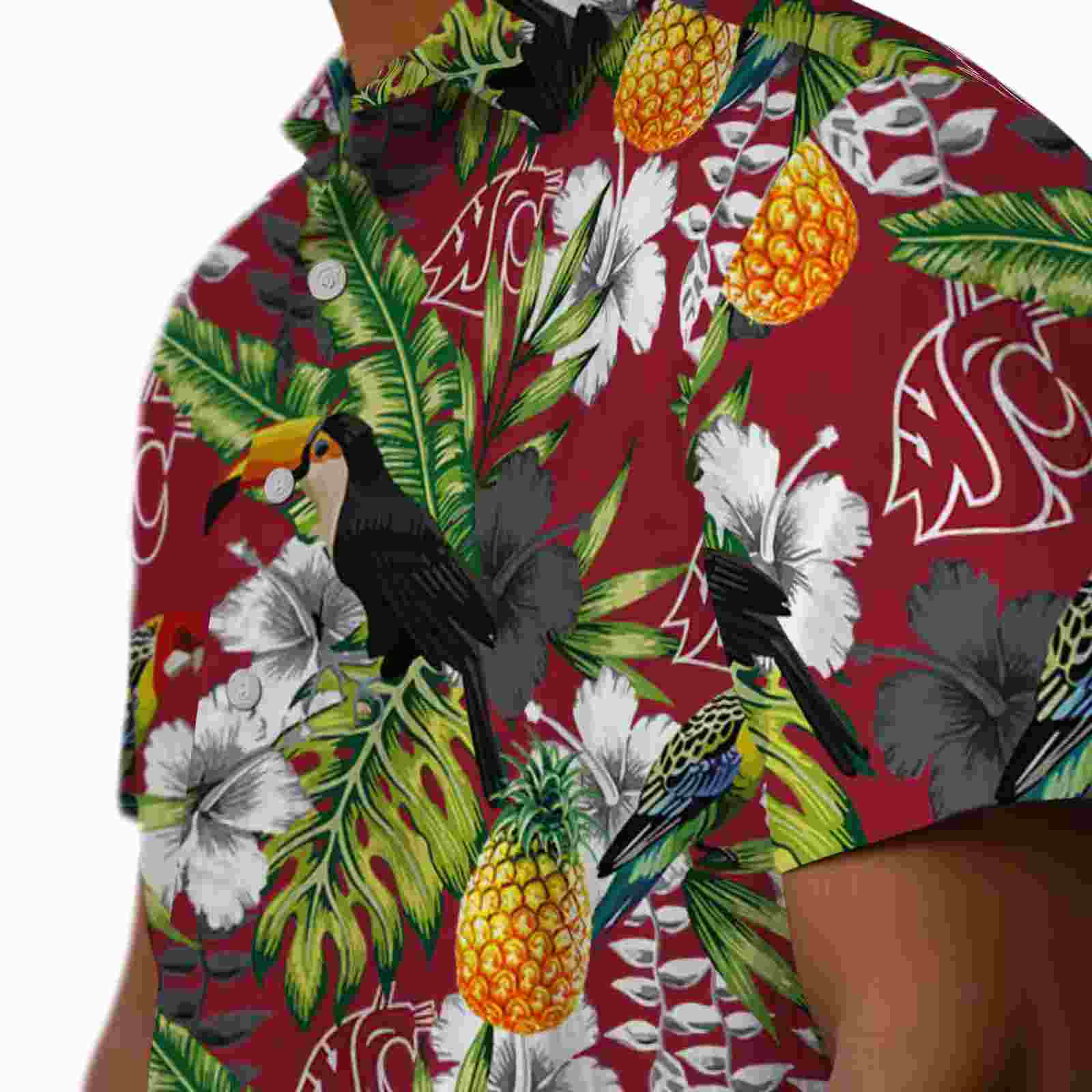 personalized washington state cougars tropical toucan crimson green hawaiian shirt trendy